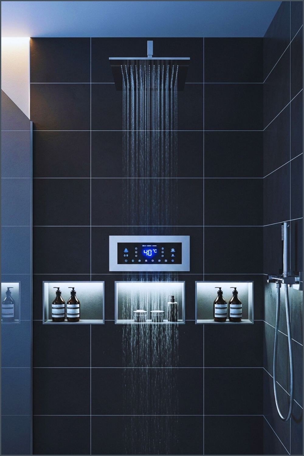 Futuristic Luxury Shower With Rainfall Showerhead