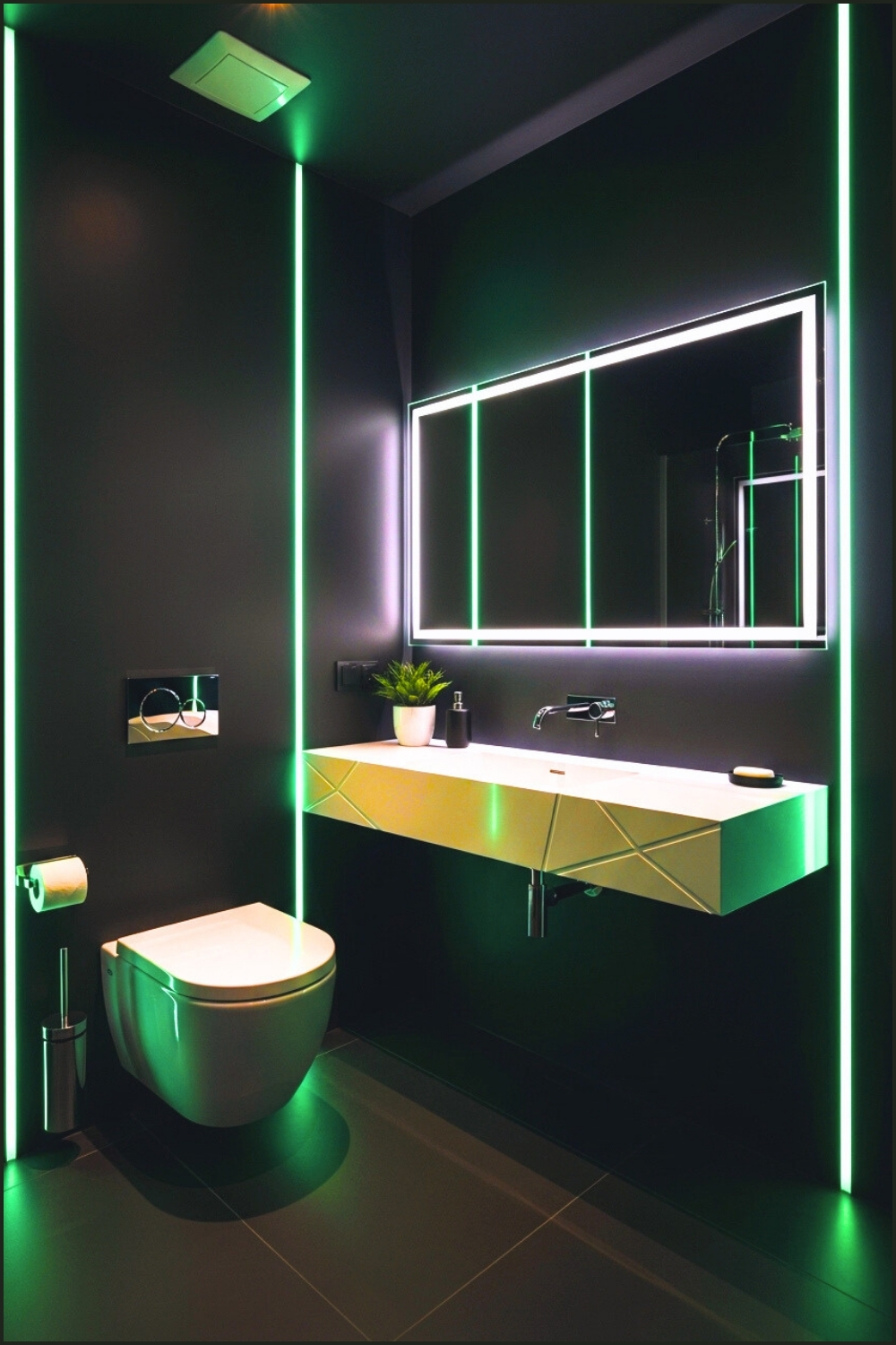 Futuristic Modern Bathroom With Matte Black Walls