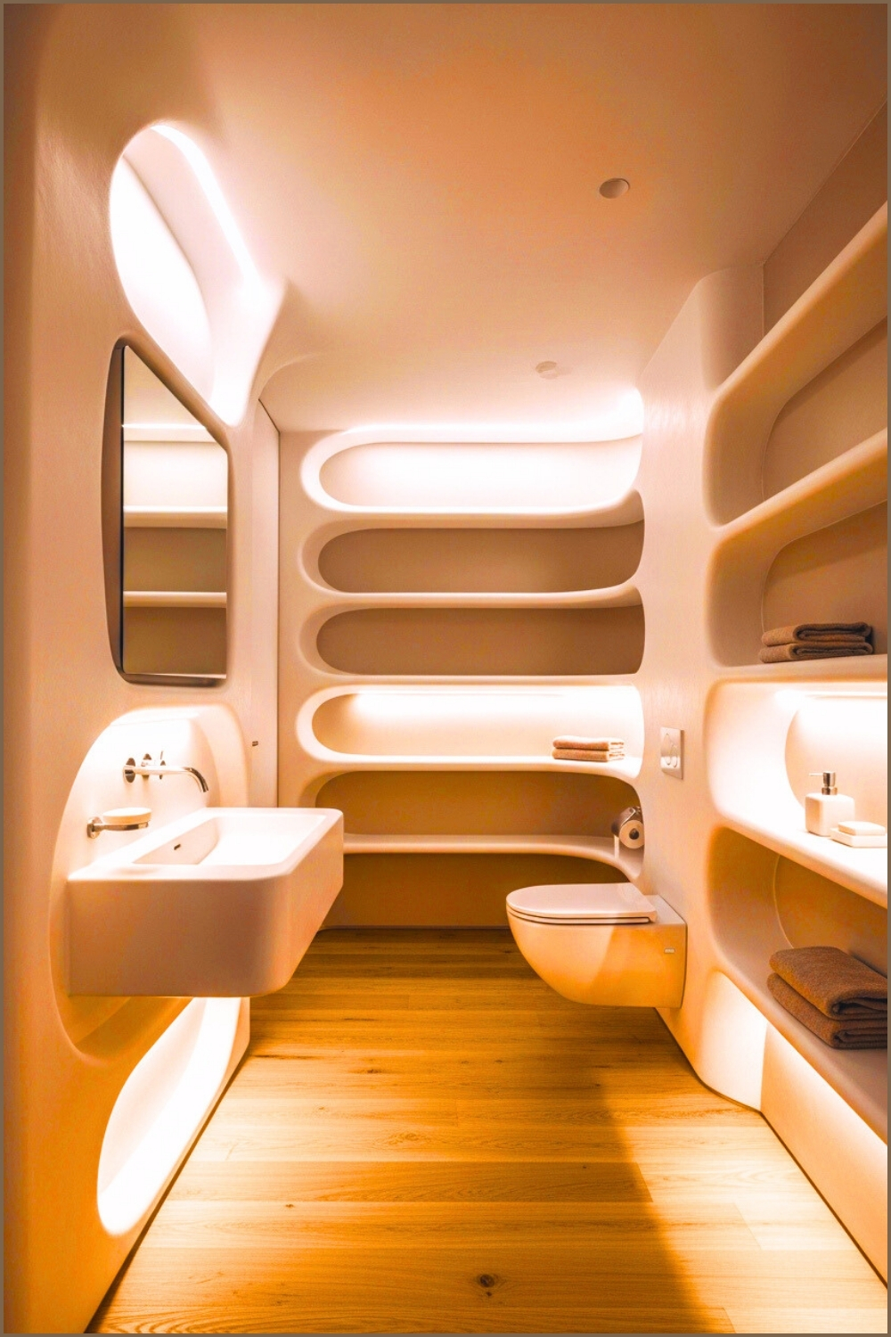 Futuristic Sculptural Bathroom With Flowing Organic White