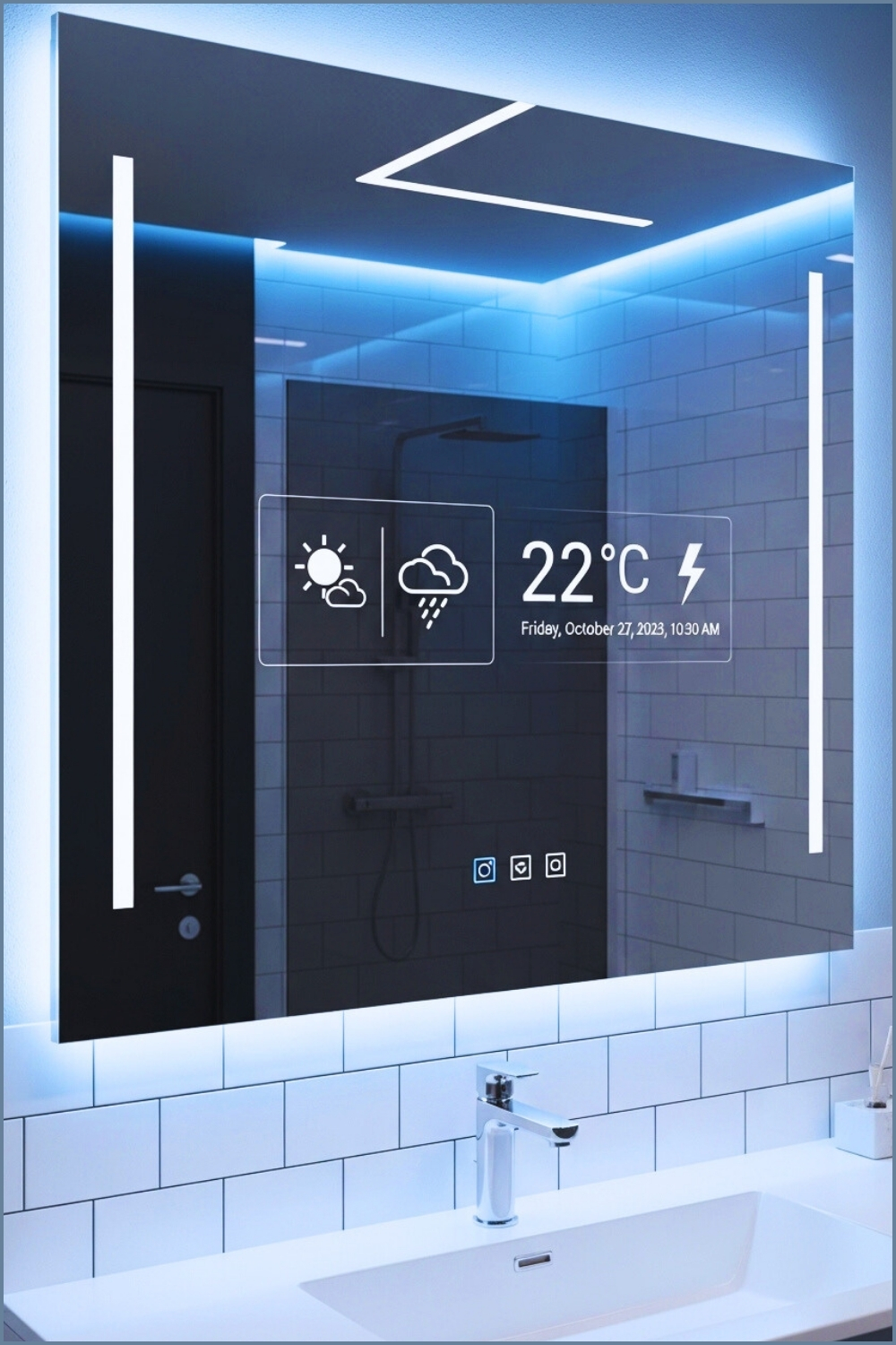 Futuristic Smart Bathroom Mirror With Digital Display