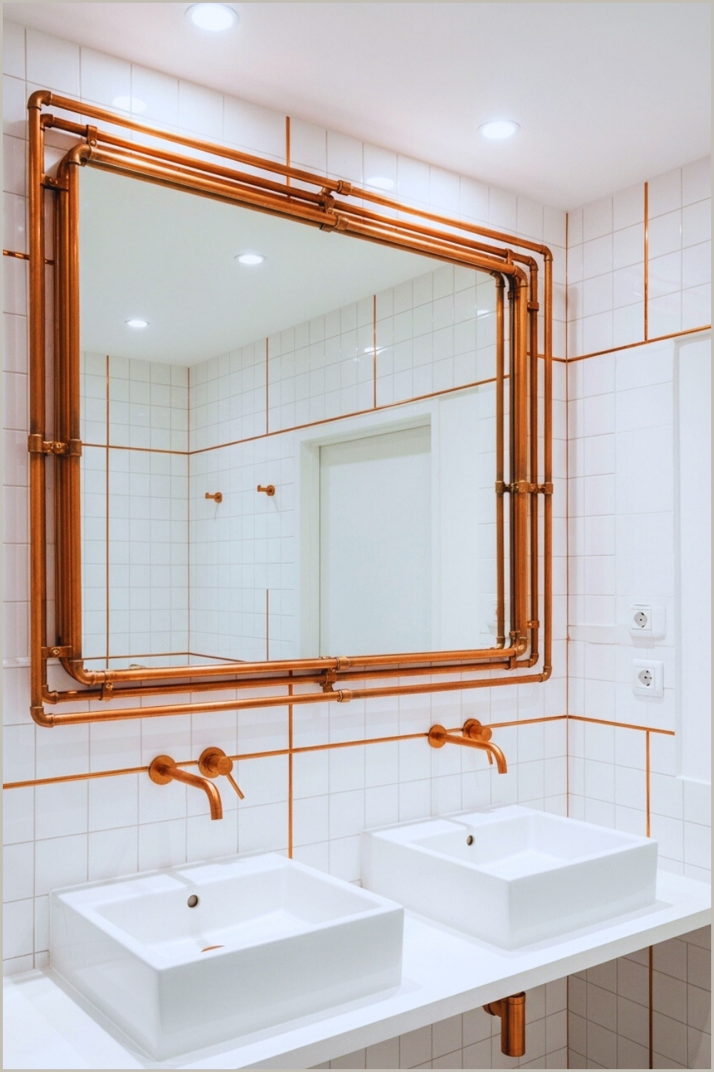 Industrial Modern Bathroom With Exposed Copper Pipes