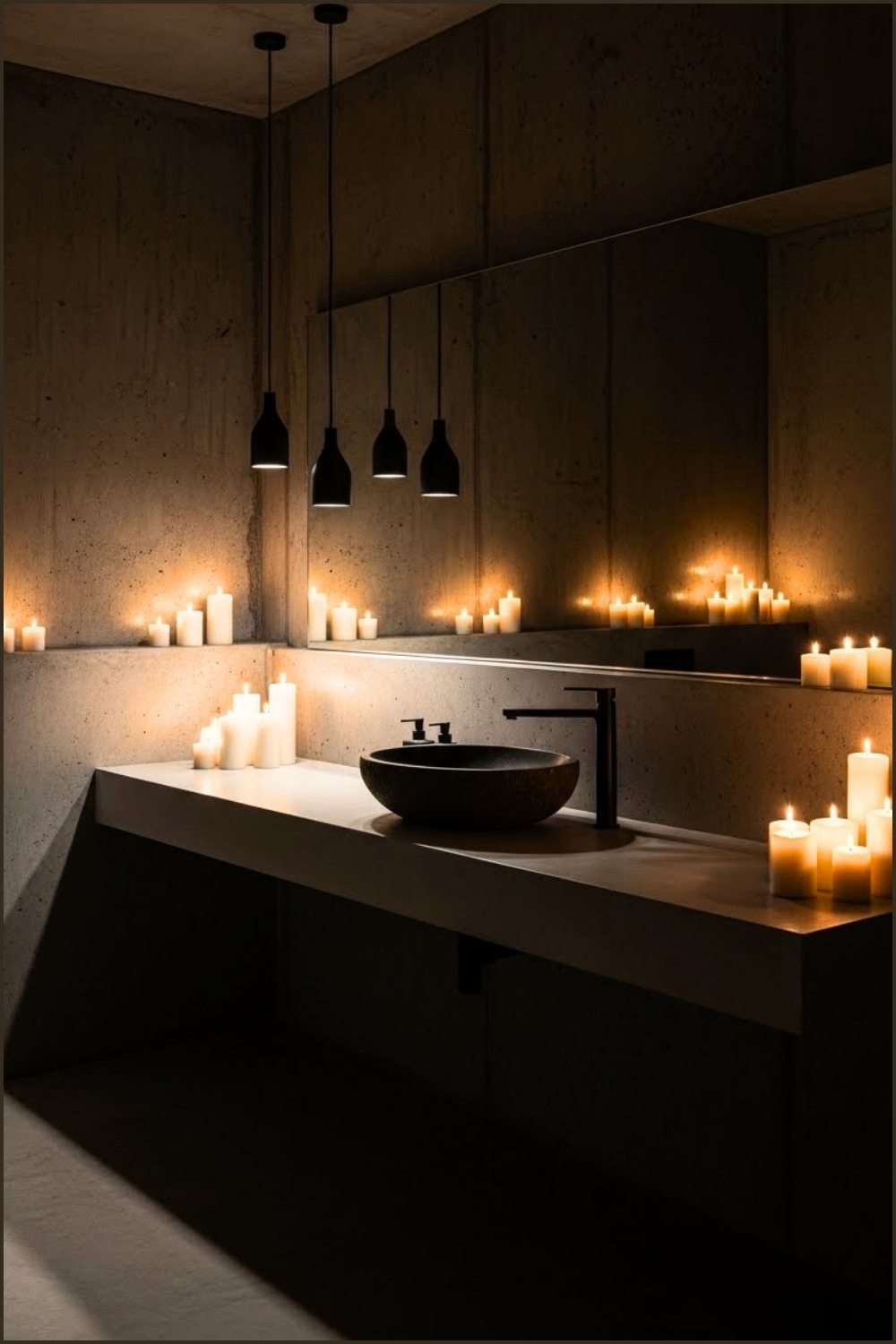 Industrial Modern Bathroom With Raw Concrete Walls