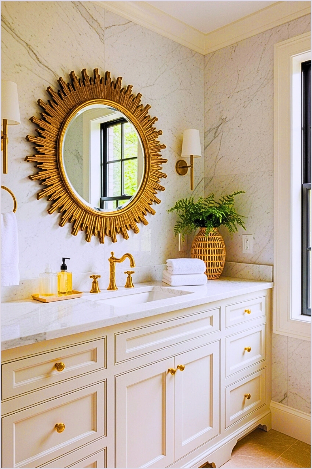 Luxurious Elegant Bathroom Interior With Soft Natural Daylight