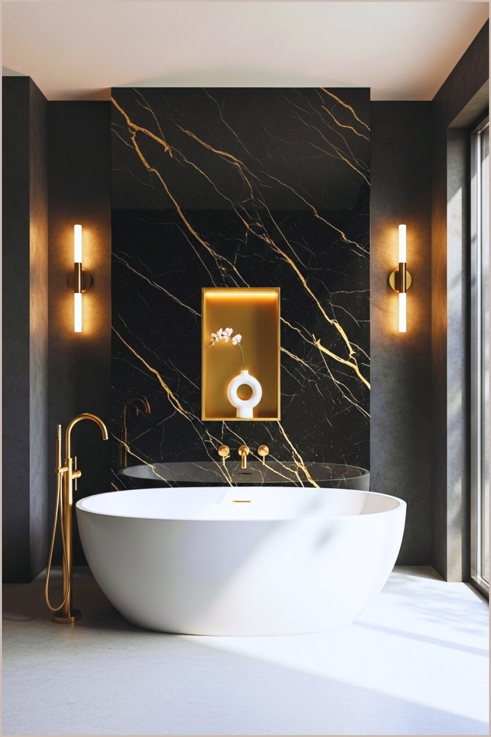 Luxurious Modern Bathroom With Dramatic Dark