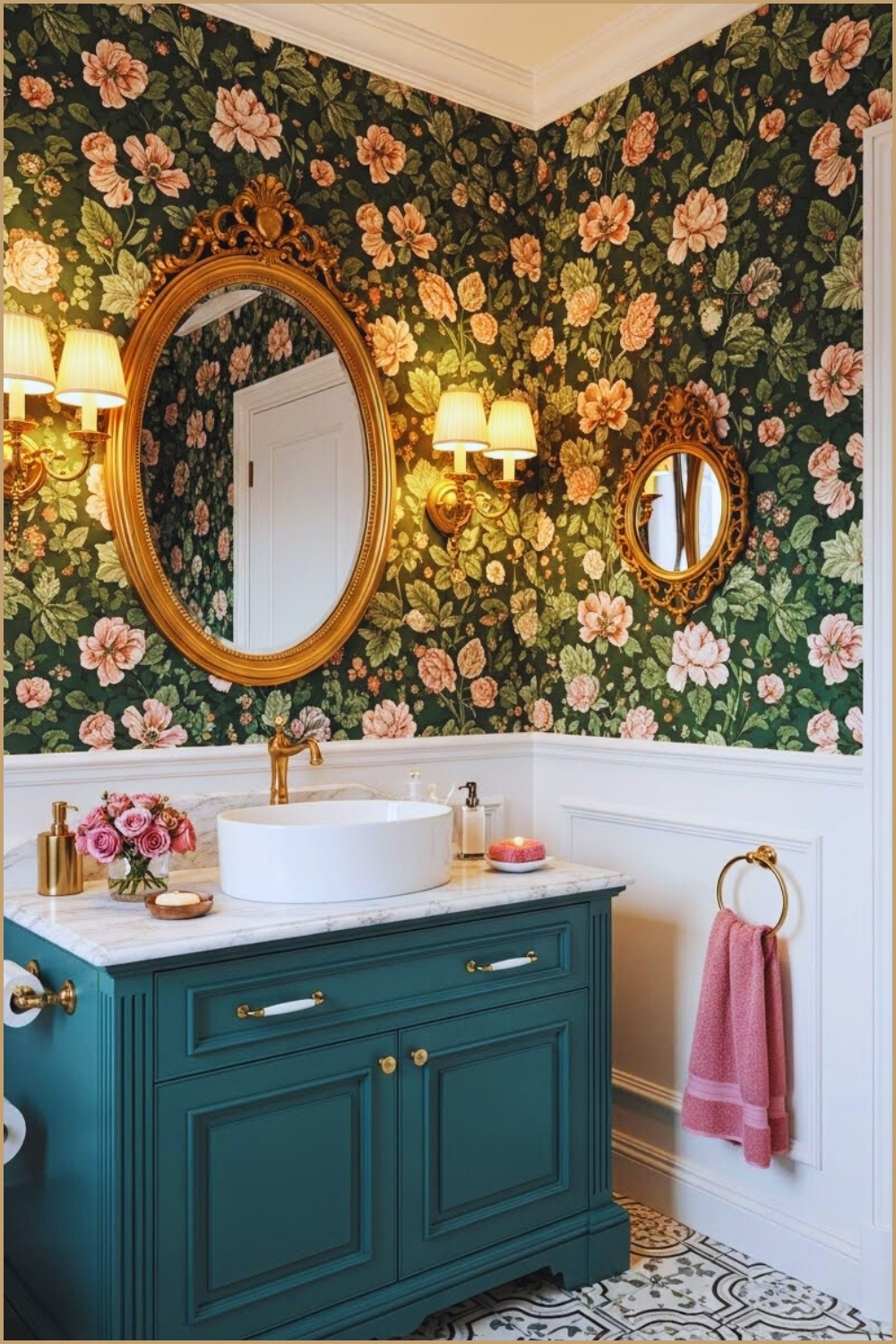 Luxurious Vintage Inspired Bathroom With Bold