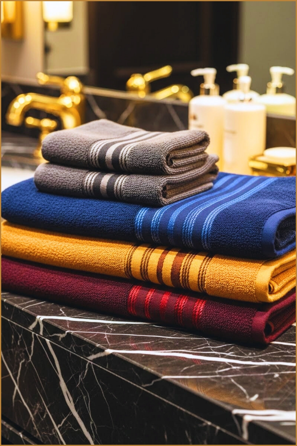 Luxury Bathroom Scene Featuring Neatly Stacked