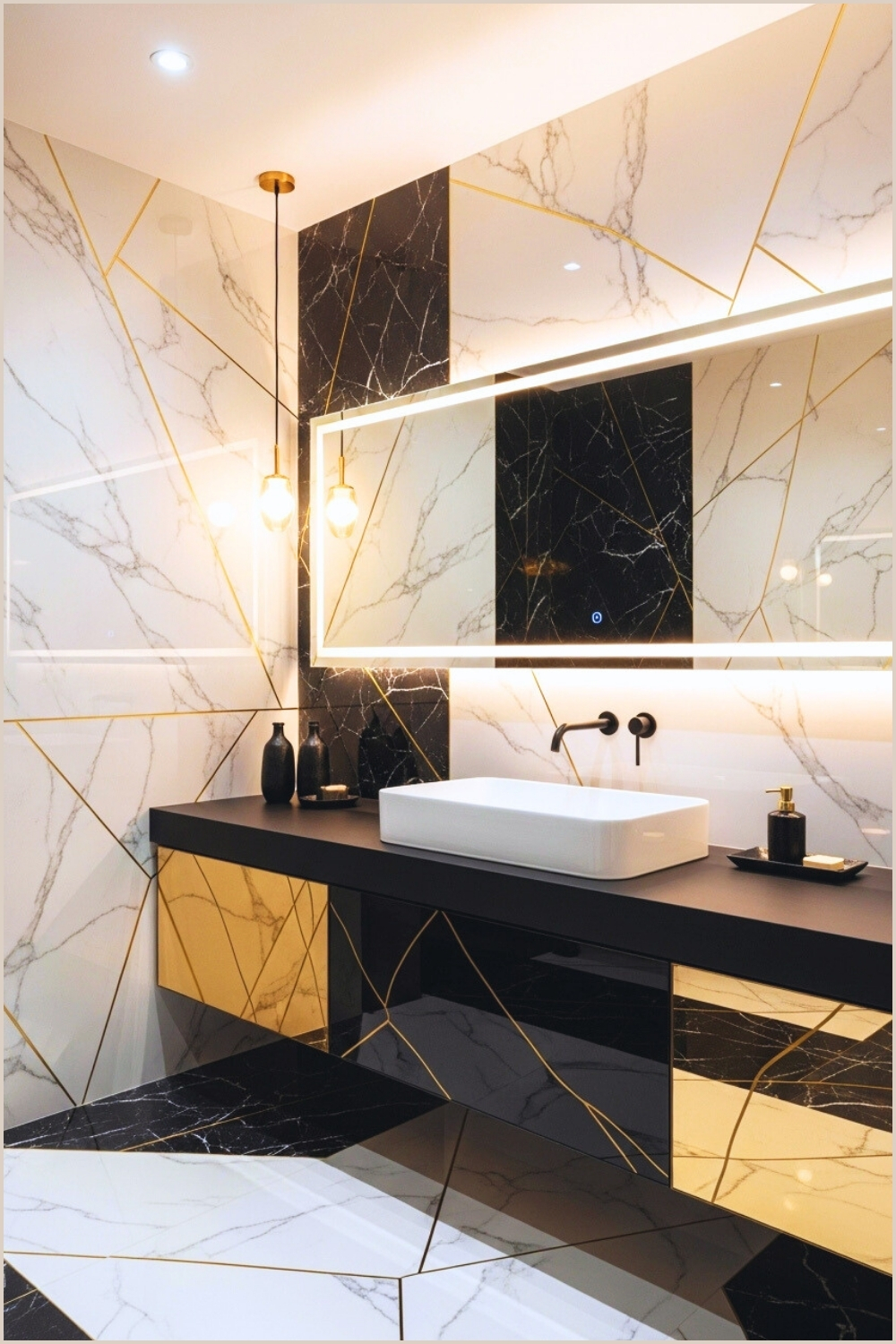 Luxury Modern Bathroom With White And Black