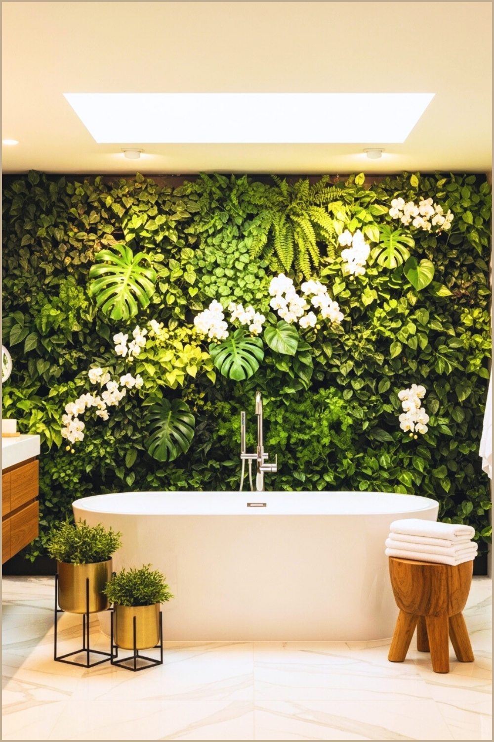 Luxury Spa Bathroom With A Full Living Green Wall