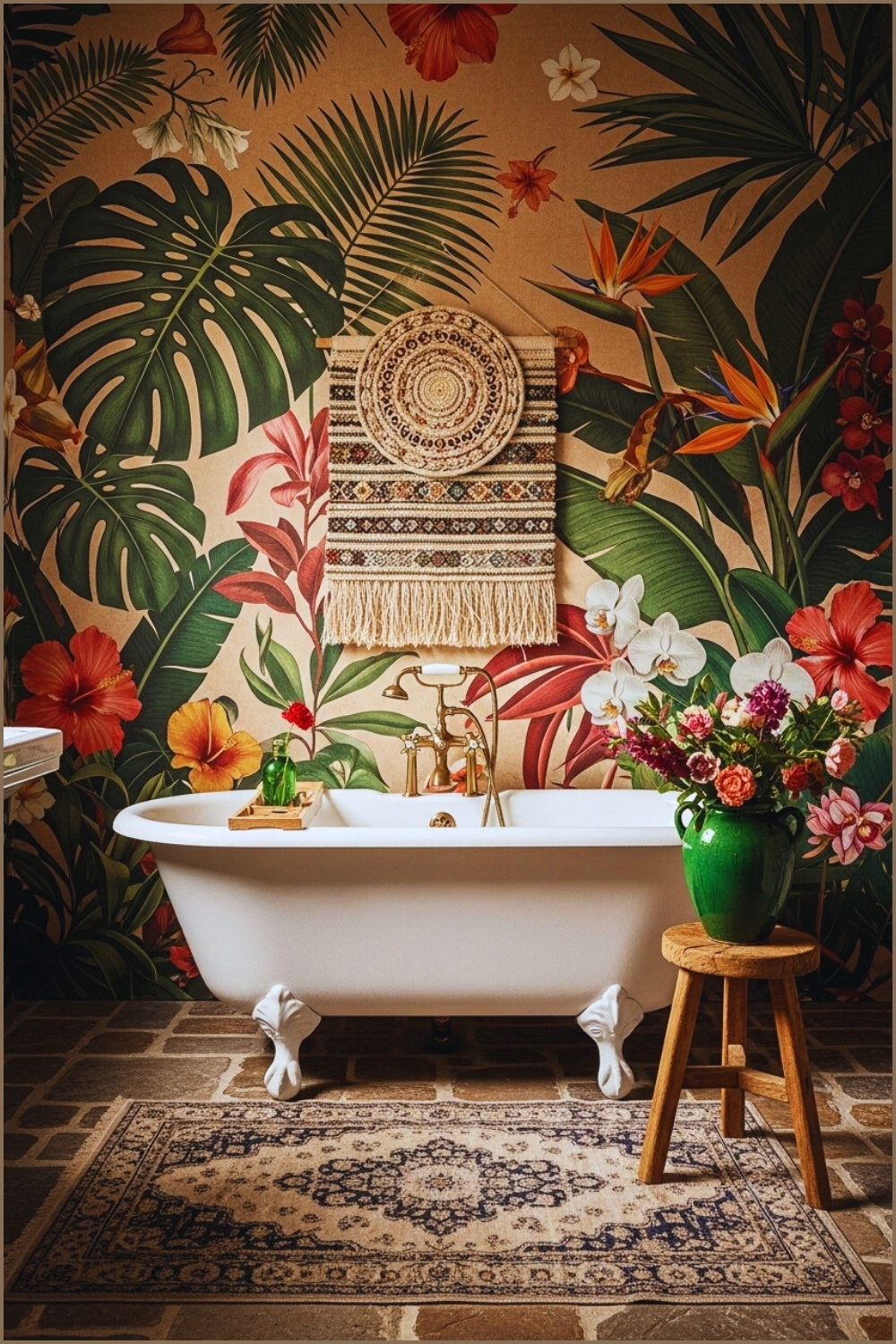 Luxury Vintage Bathroom With A White Clawfoot Bathtub