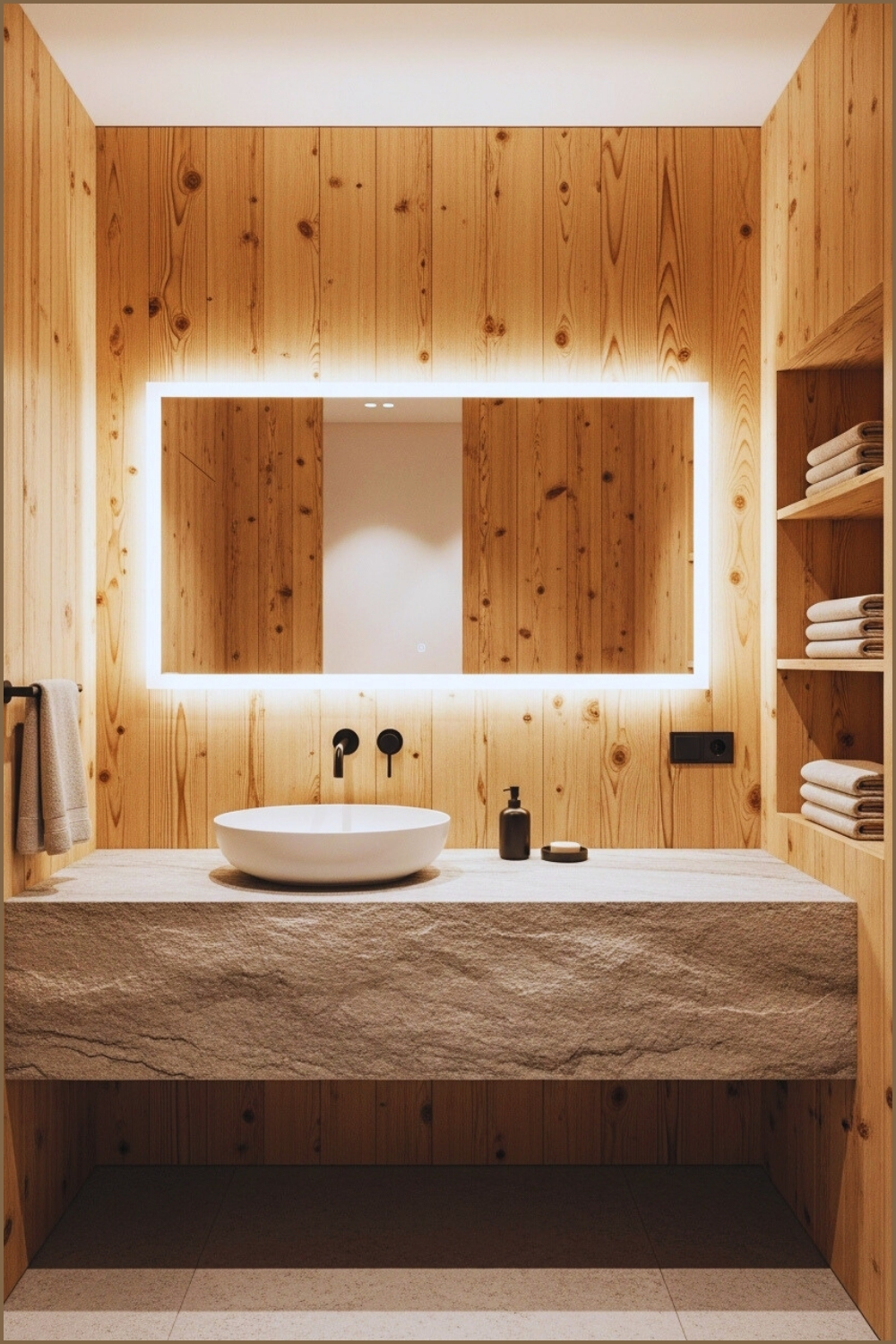 Minimal Japanese-inspired Bathroom With Floating Stone Vanity