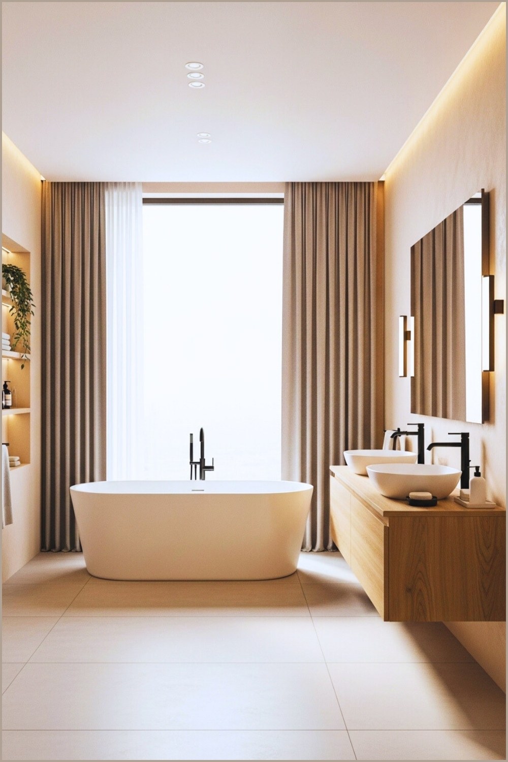 Minimal Luxury Bathroom With Floor To Ceiling Window