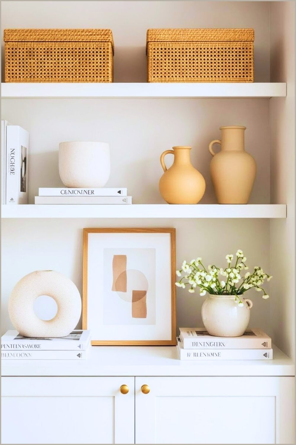 Minimal Modern Built In Shelving Styled With Neutral Decor
