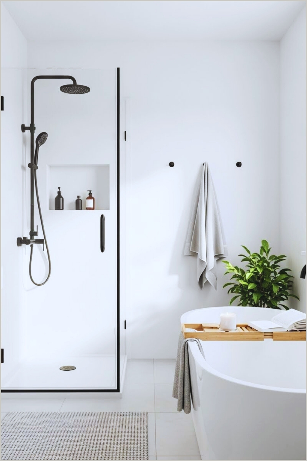 Minimal Modern White Bathroom With Frameless