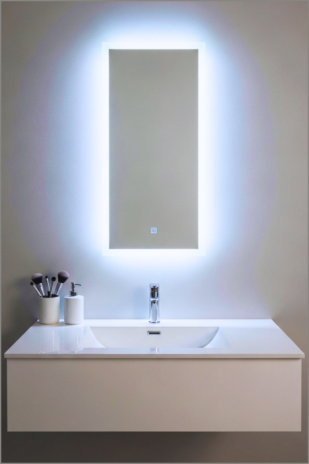 Minimalist Modern Bathroom Vanity With Sleek White Sink