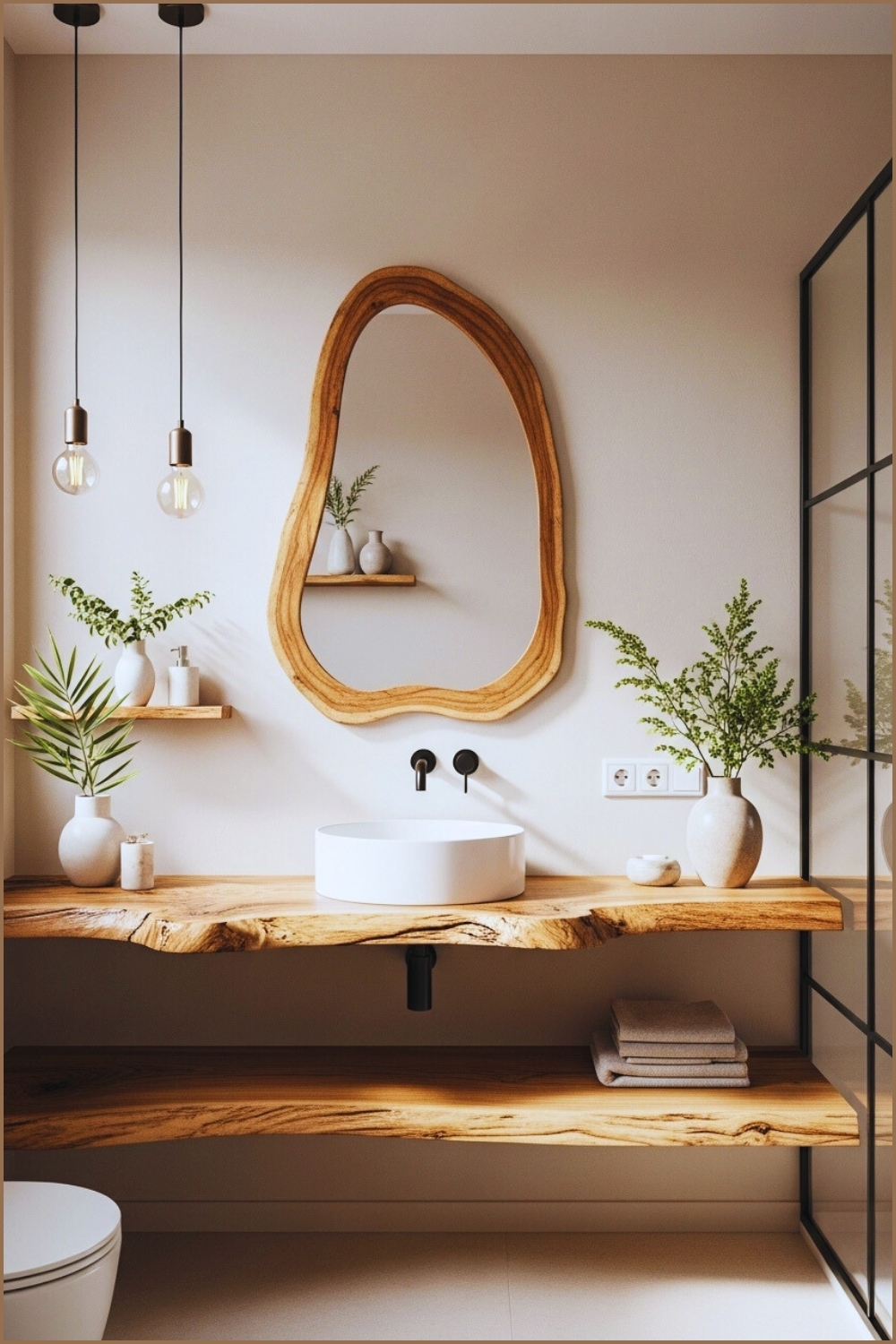 Minimalist Modern Bathroom With Floating Wooden Vanity