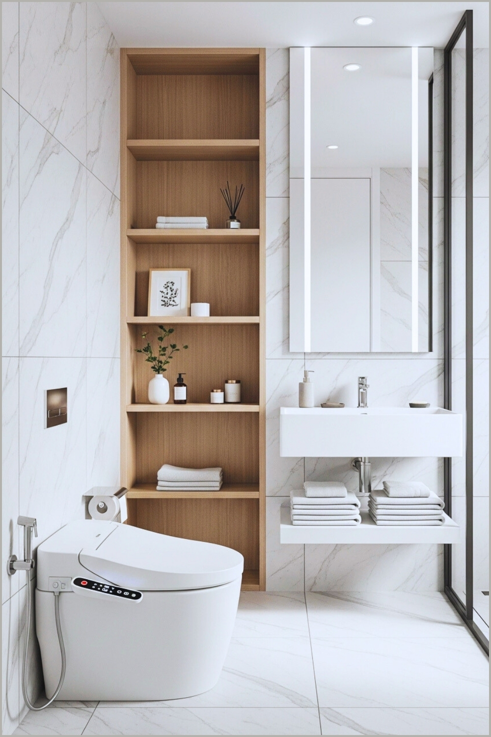Minimalist Modern Bathroom With Sleek Smart Toilet