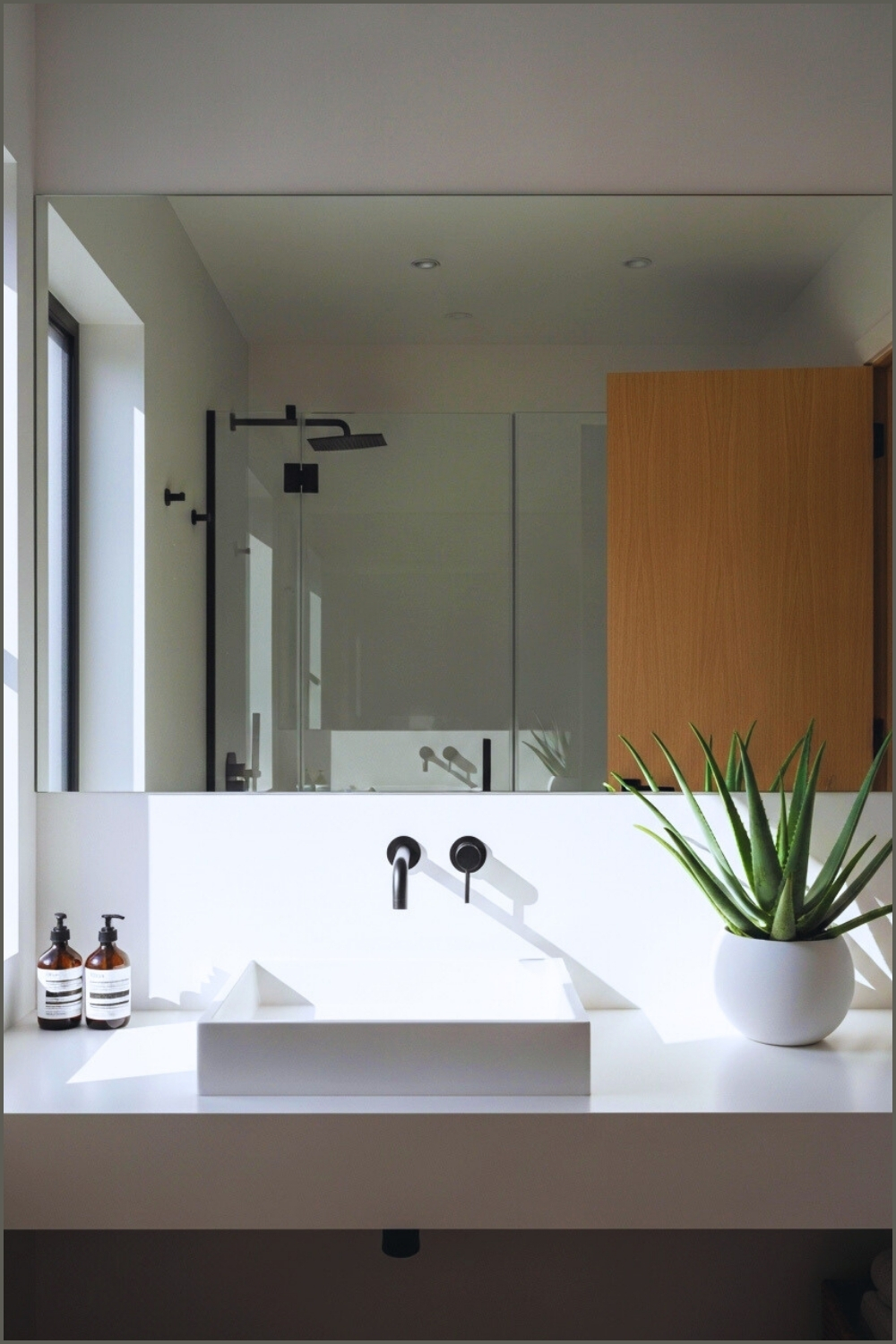Minimalist Modern Bathroom With Soft Natural Sunlight
