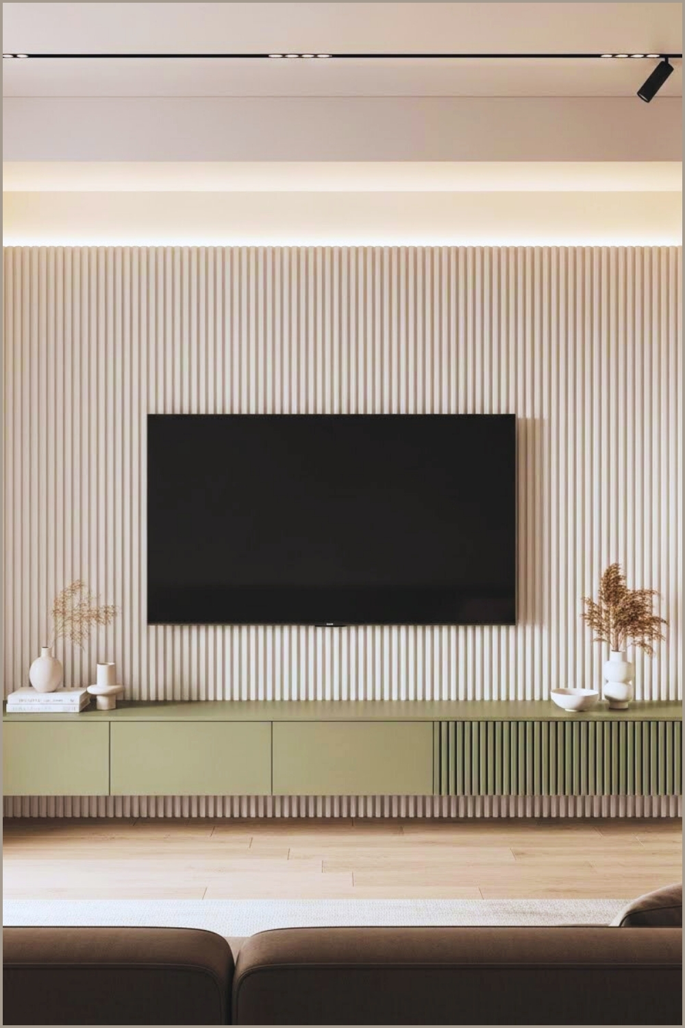 Minimalist Modern Living Room Tv Wall Vertical White