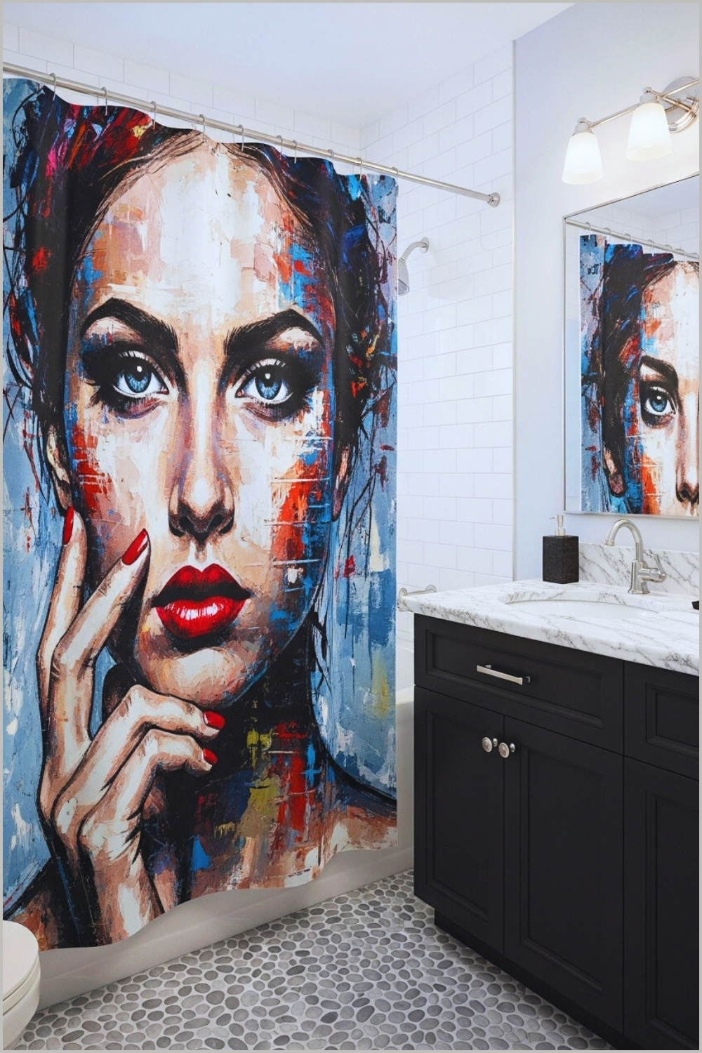 Modern Bathroom Interior With A Dramatic Artistic Shower