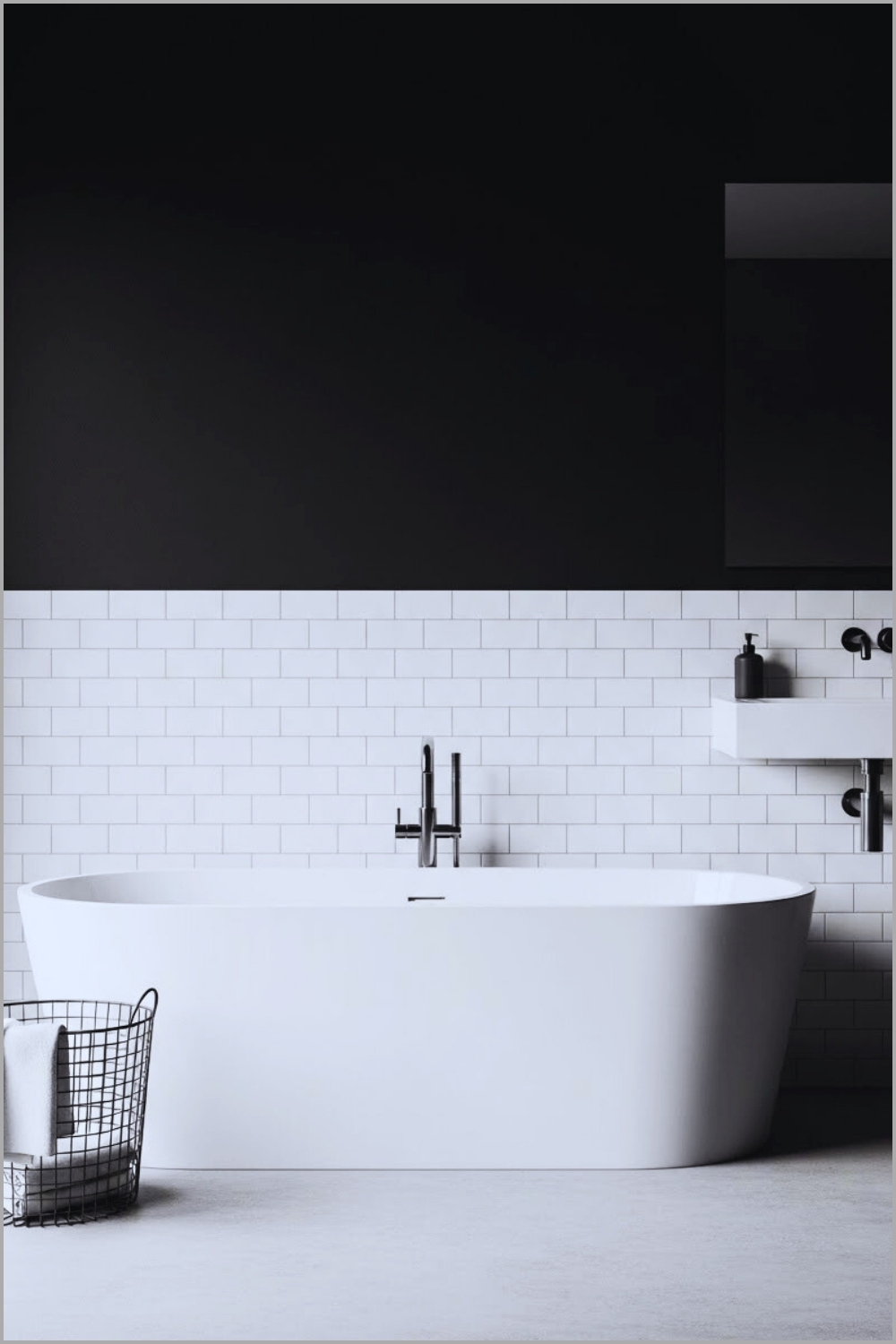 Modern Black And White Bathroom, Deep Black Walls