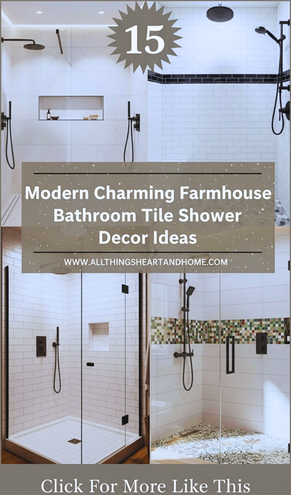 Modern Charming Farmhouse Bathroom Tile Shower Decor Ideas