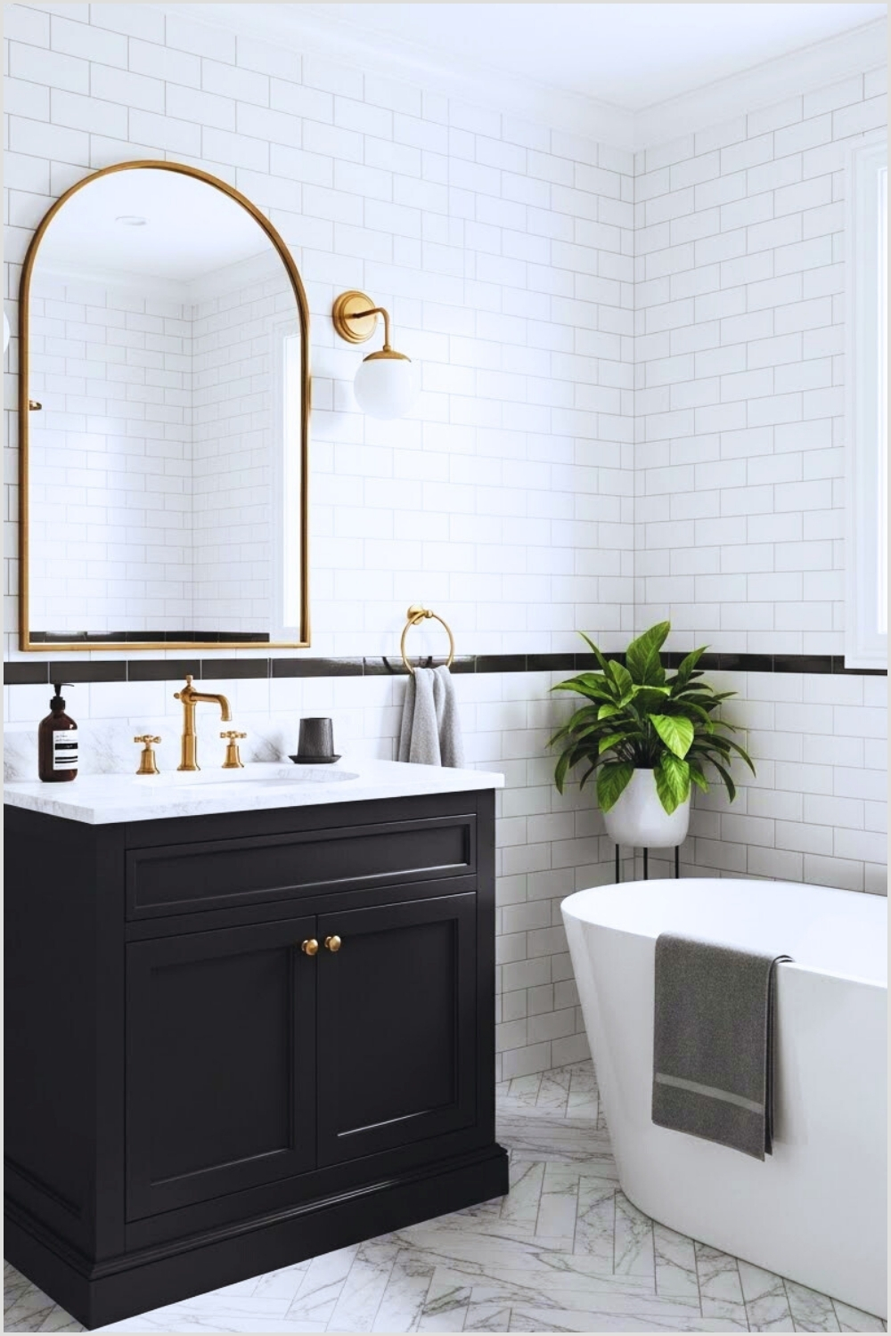 Modern Classic Bathroom With White Subway Tile