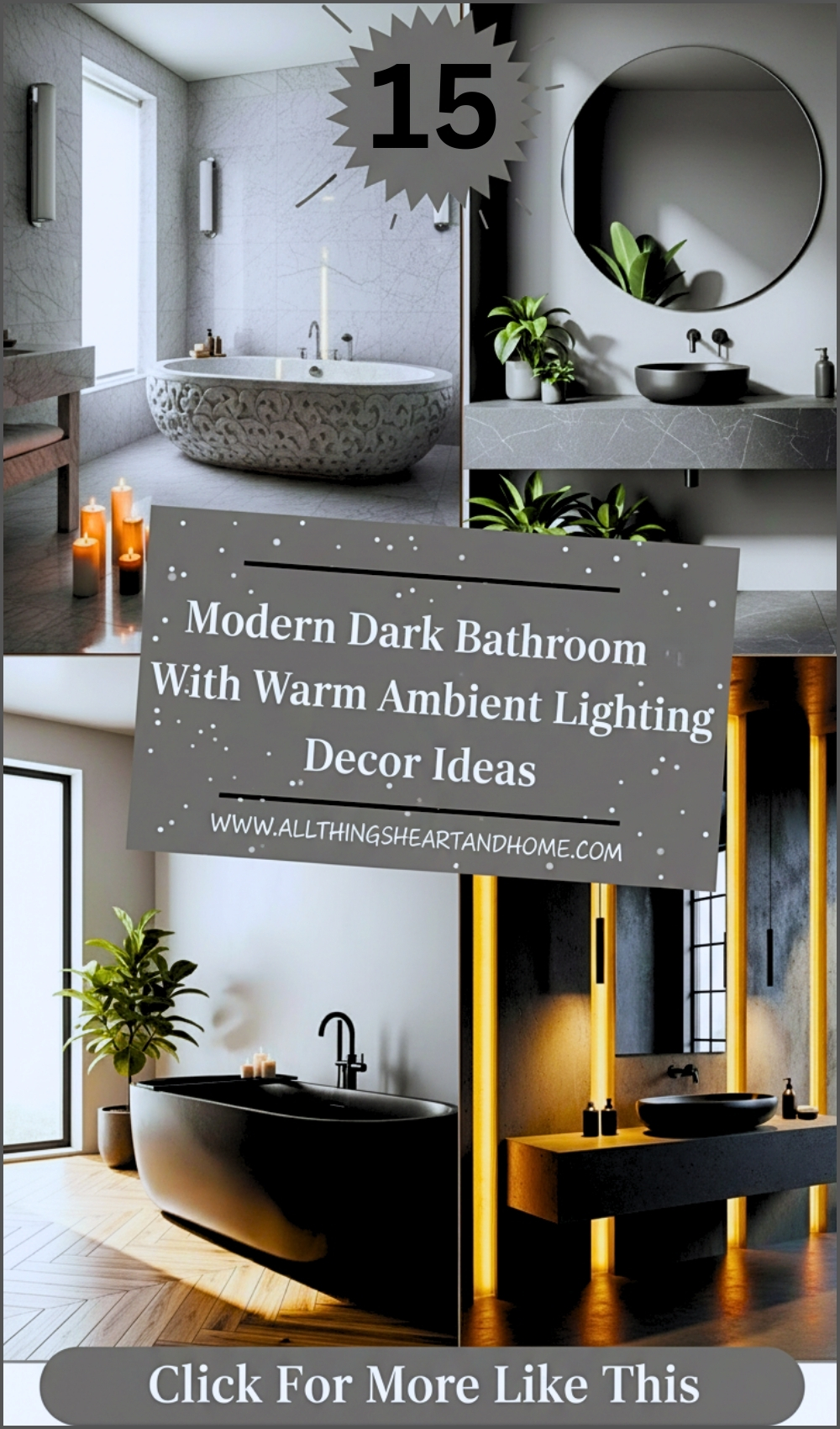 Modern Dark Bathroom With Warm Ambient Lighting Decor Ideas