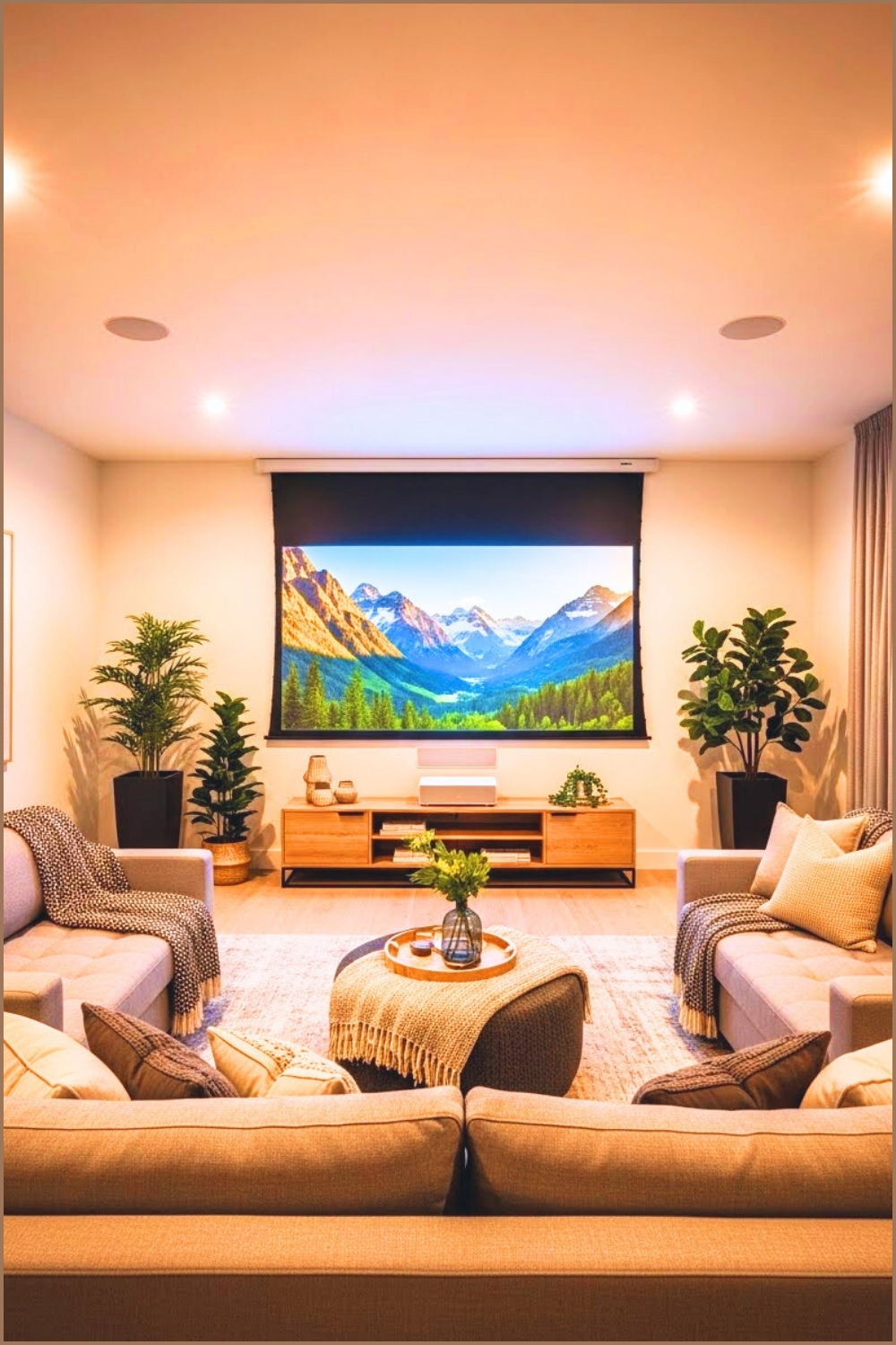 Modern Family Home Theater Room Large Wall Mounted