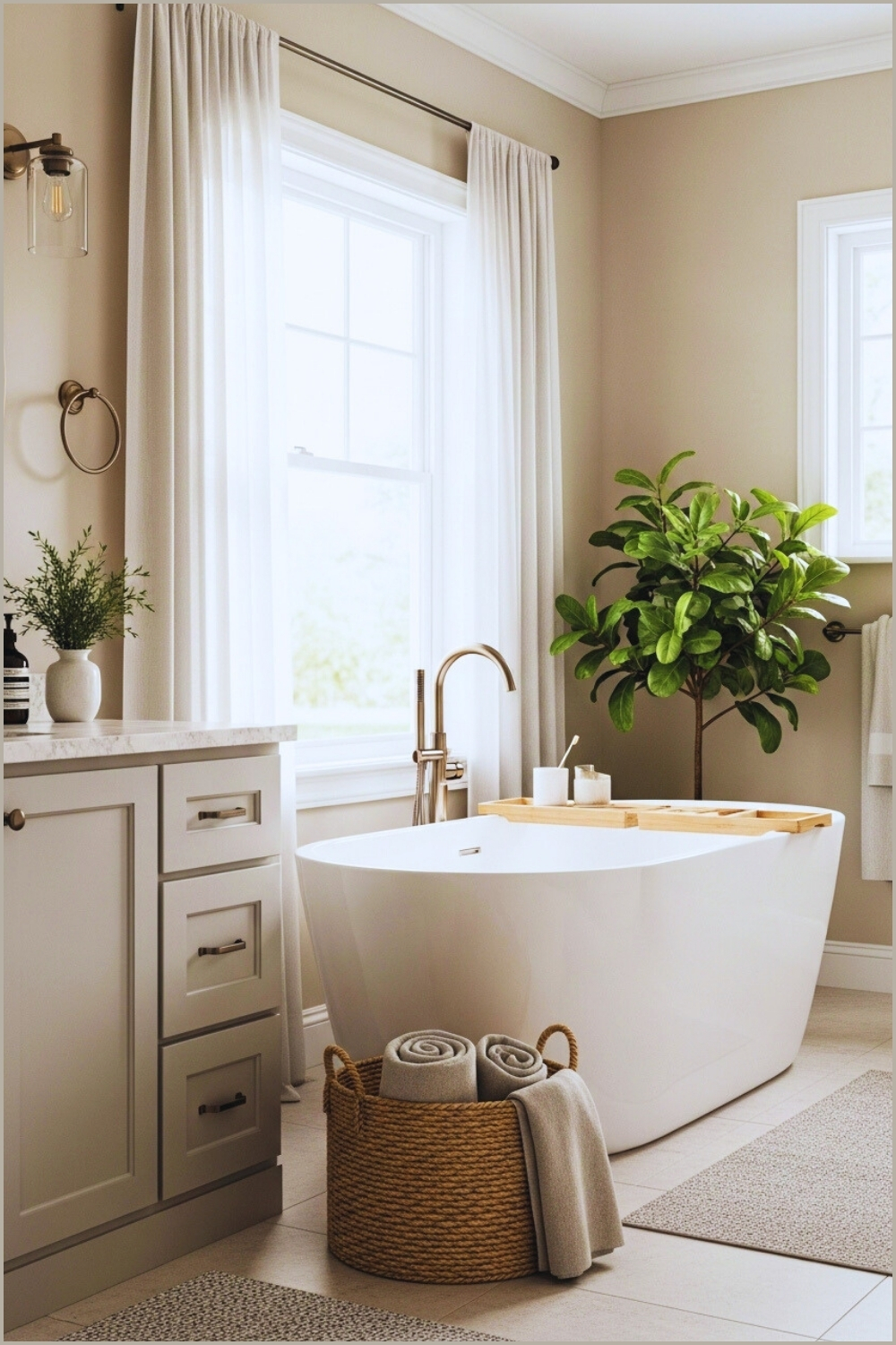 Modern Farmhouse Bathroom Interior, Freestanding