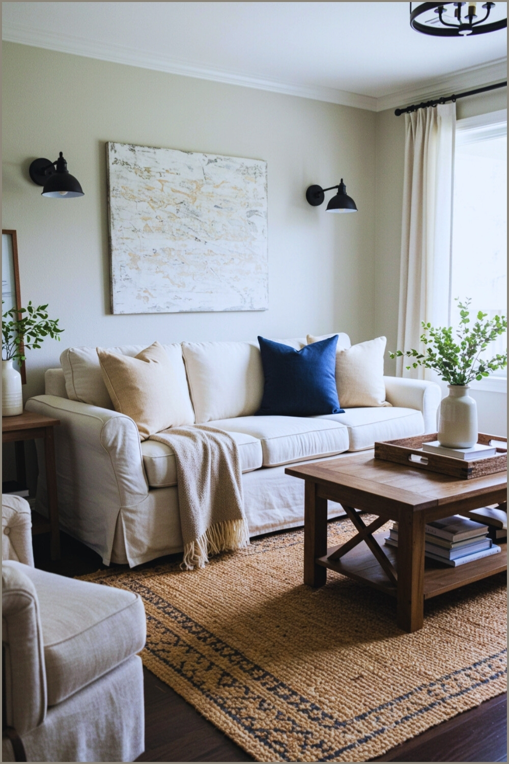 Modern Farmhouse Living Room White Sofa