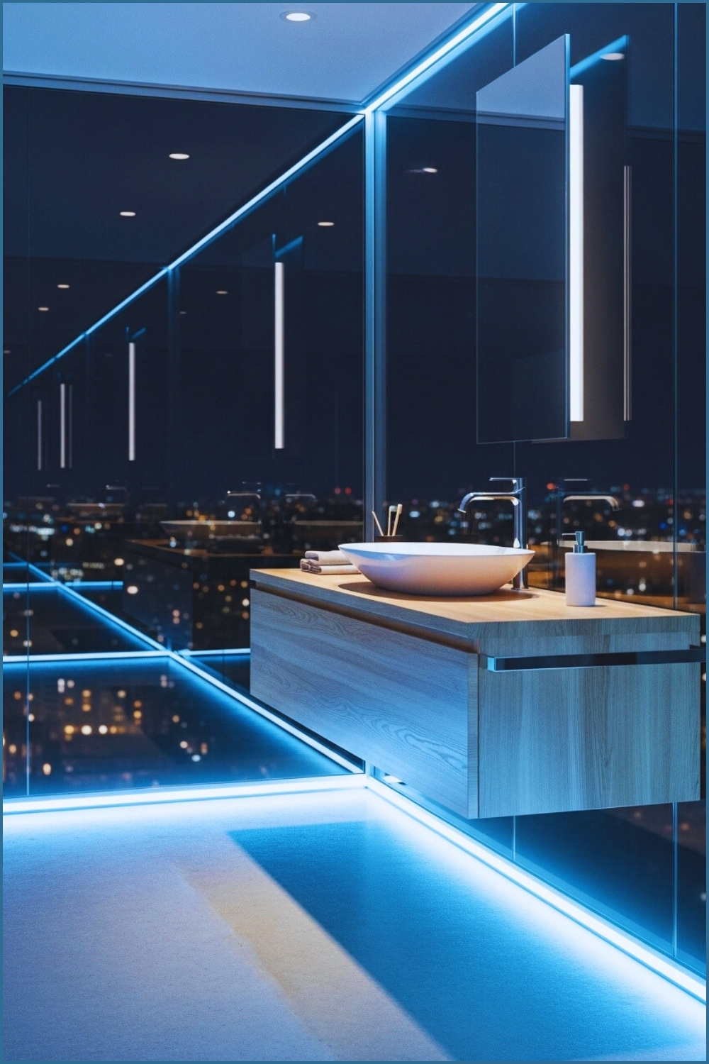 Modern Futuristic Bathroom With Full Glass Walls