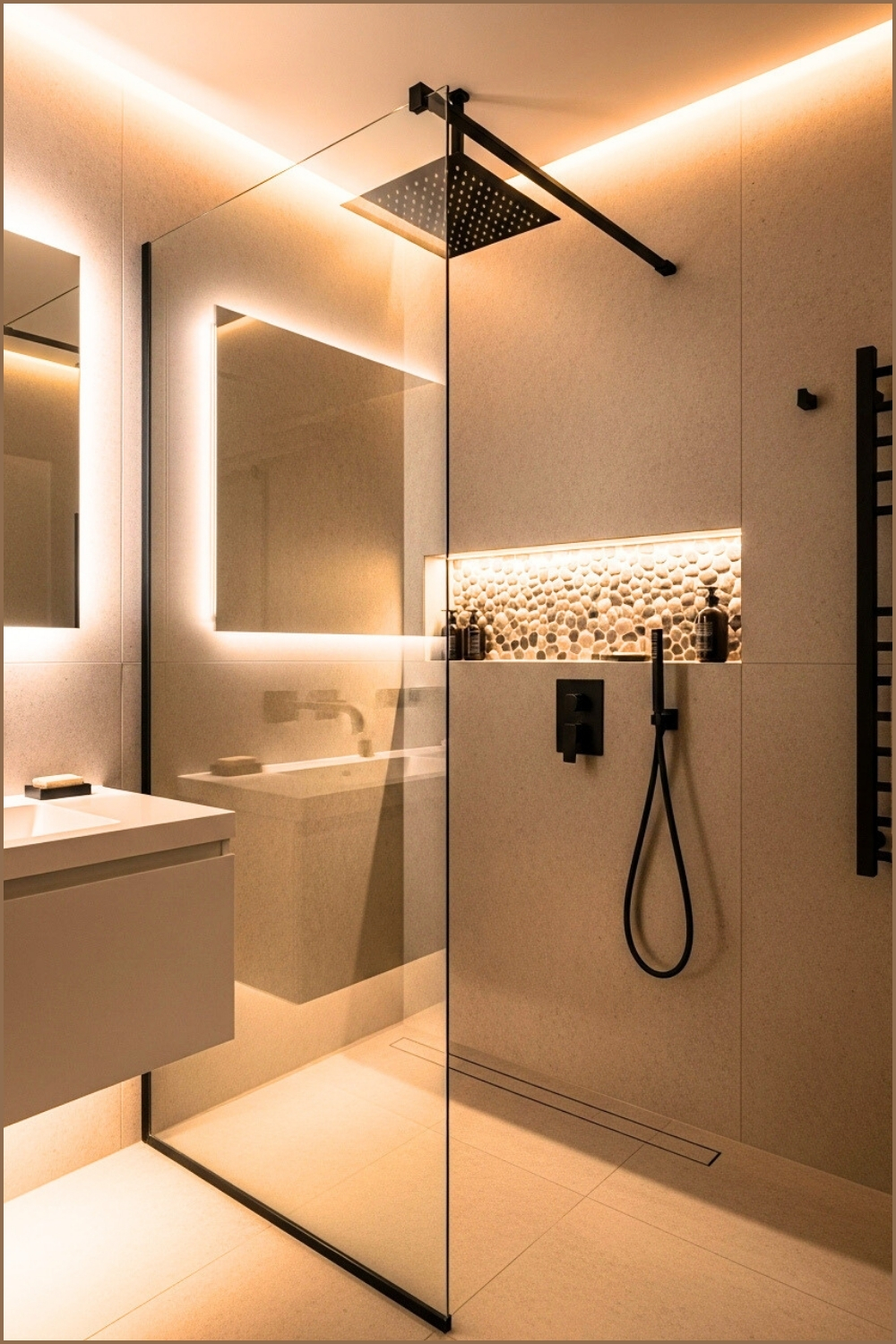 Modern Industrial Bathroom With Smooth Concrete Walls