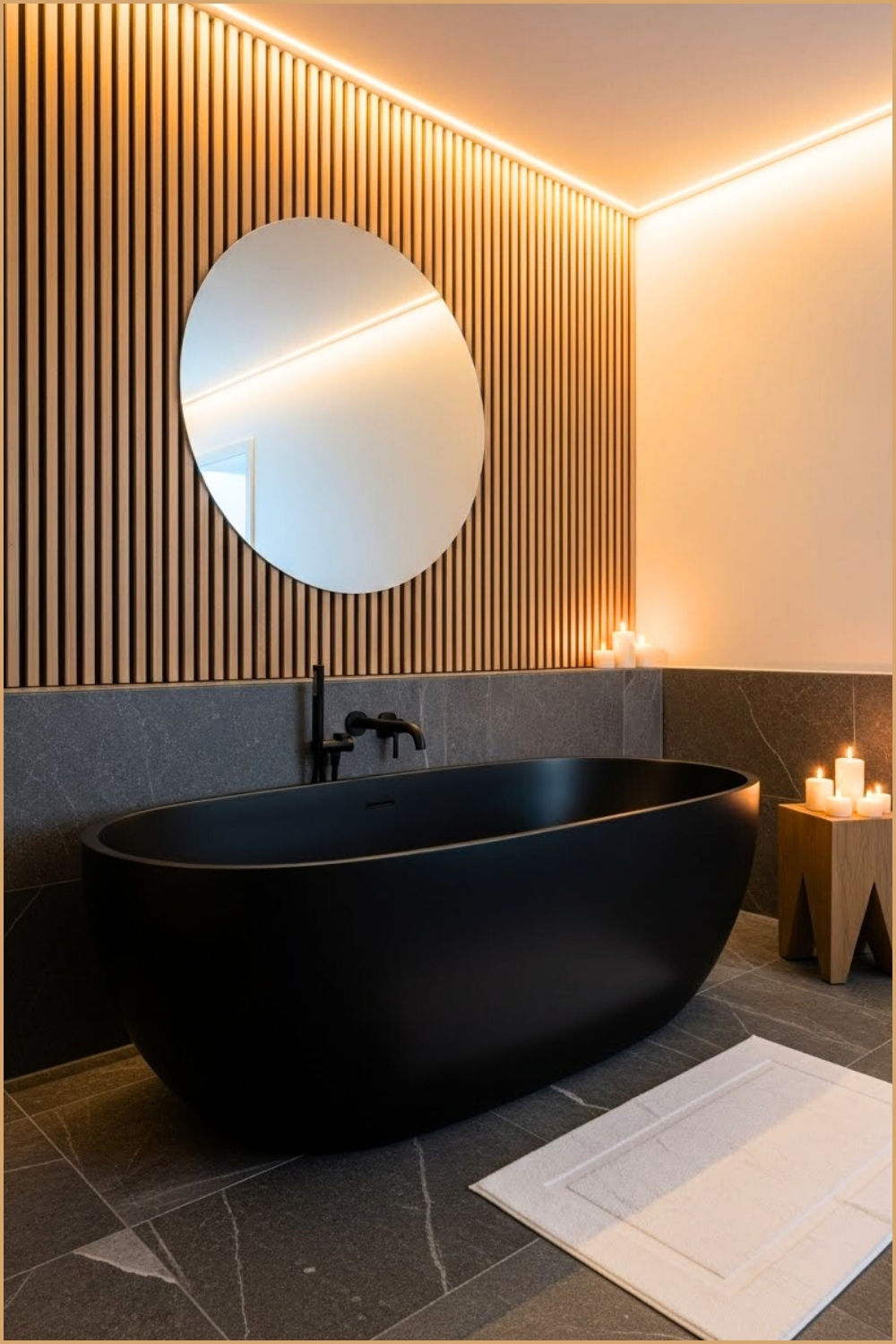 Modern Luxury Bathroom With A Matte-black Oval Tub