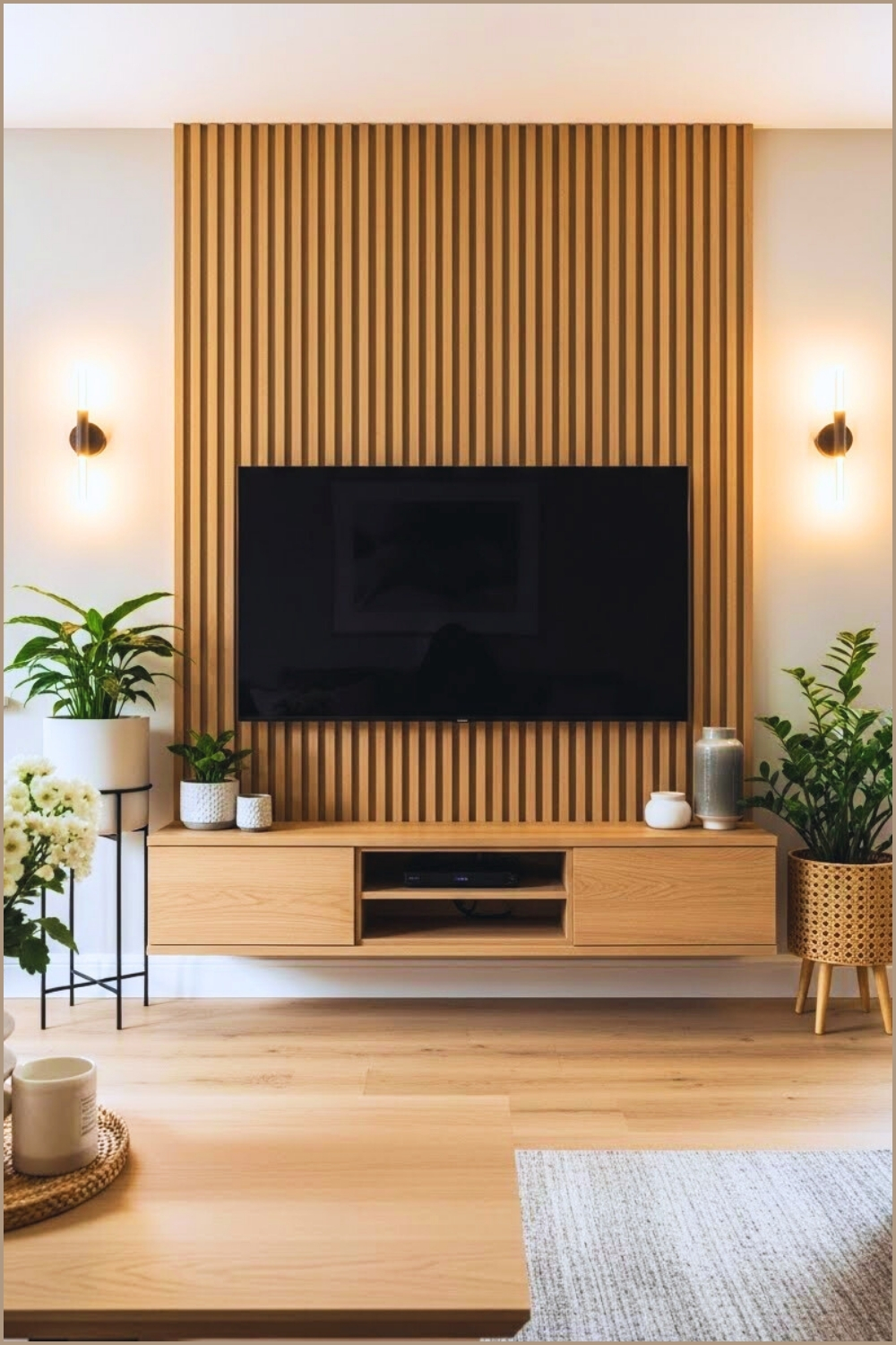 Modern Luxury Living Room Tv Wall Design Vertical Wooden