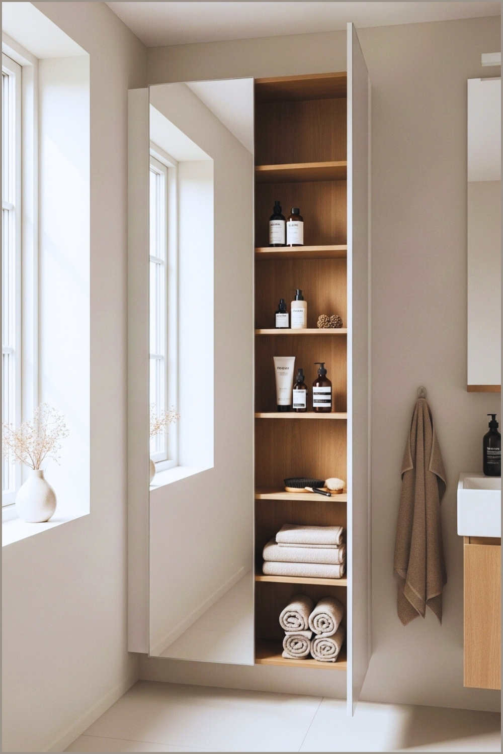 Modern Minimalist Bathroom Interior With Tall