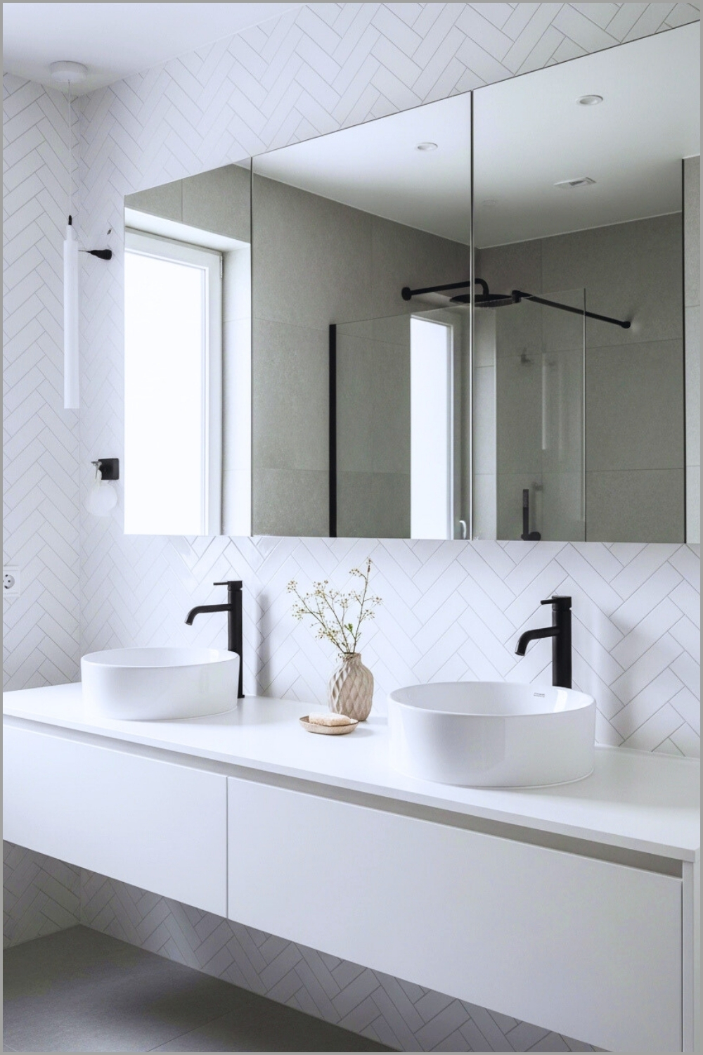 Modern Minimalist Bathroom Interior With White