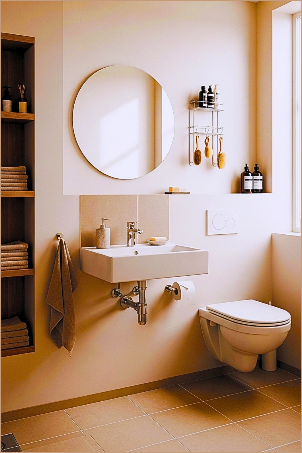 Modern Minimalist Bathroom With Compact Wall Mounted Sink