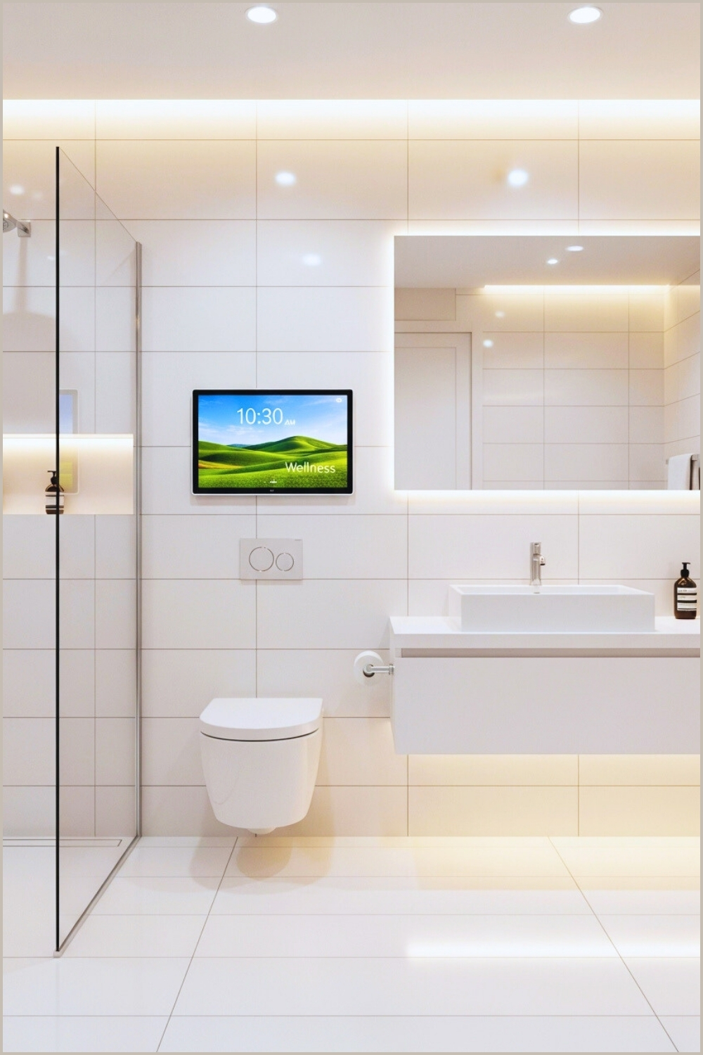 Modern Minimalist Bathroom With Wall Mounted Smart