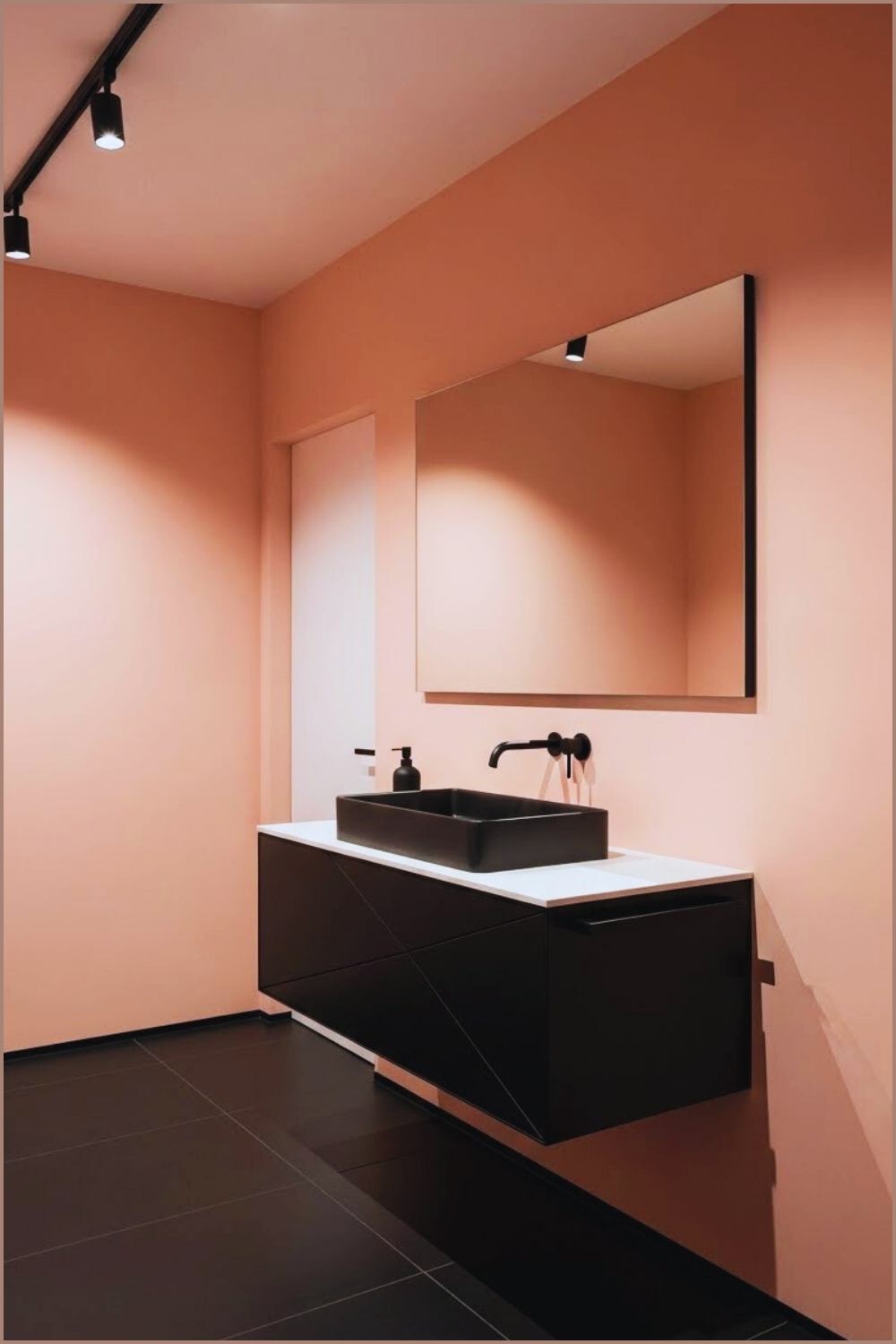 Modern Minimalist Pink Bathroom, Blush Pink Walls