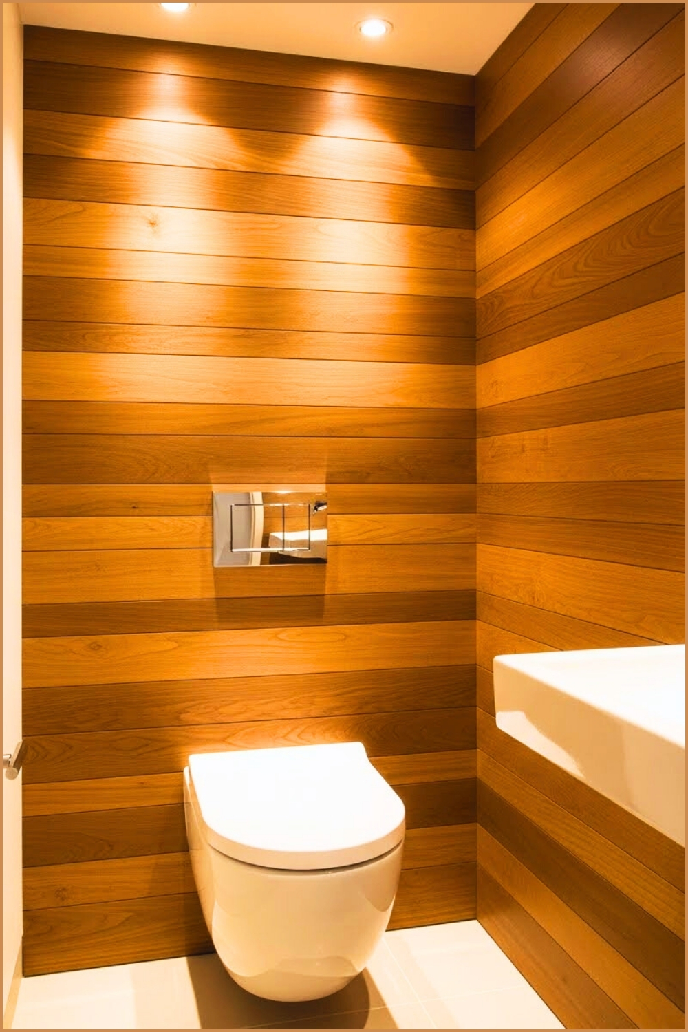 Modern Powder Room With Floating Sculptural Toilet