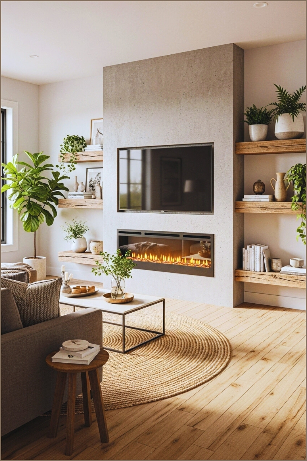 Modern Rustic Living Room With Reclaimed Wood Floating