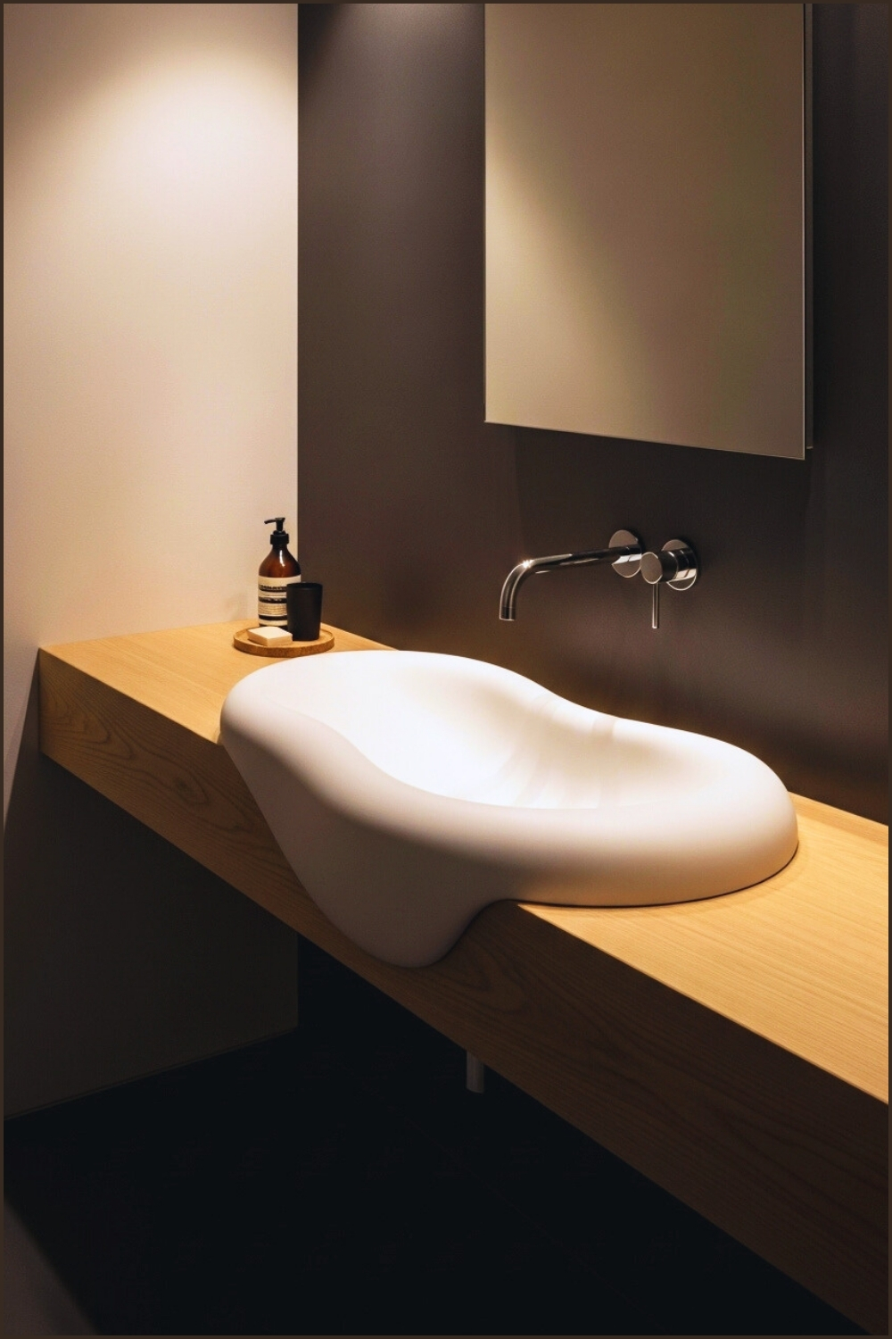 Modern Sculptural Bathroom Sink, Fluid Organic Shaped Ceramic Basin