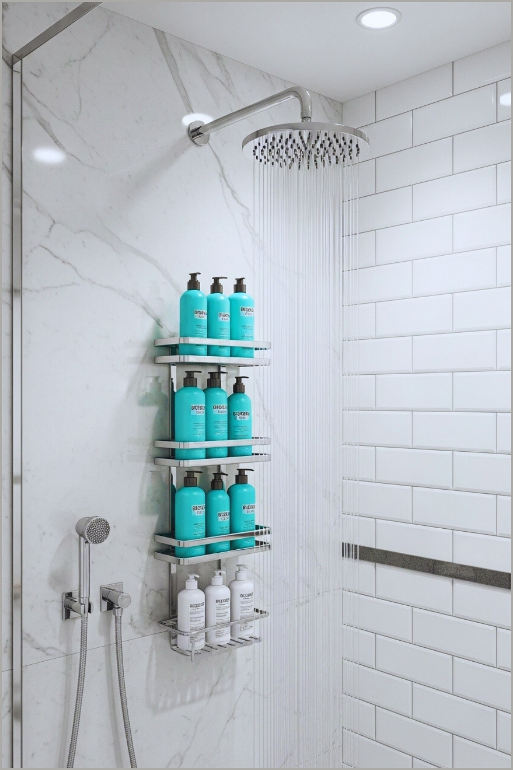 Modern Shower Area With Chrome Rainfall Shower