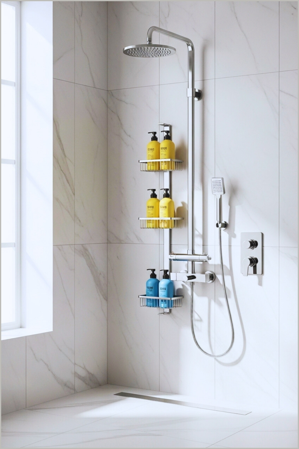 Modern Shower Scene With Chrome Showerhead