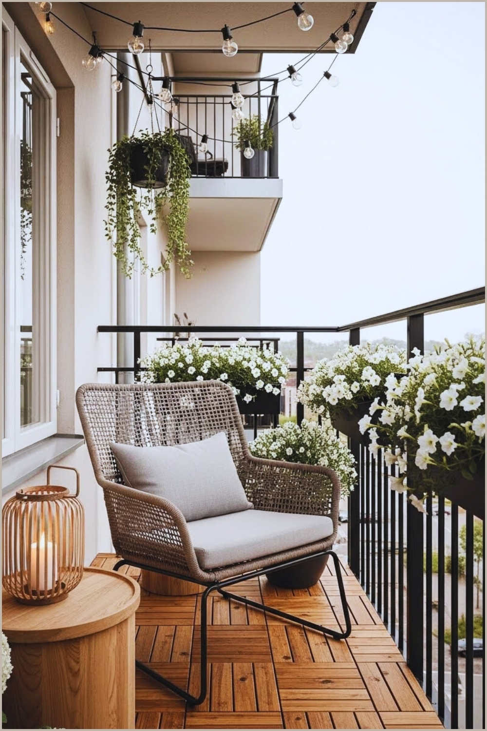 Modern Small Apartment Balcony Styled With A Cozy Woven