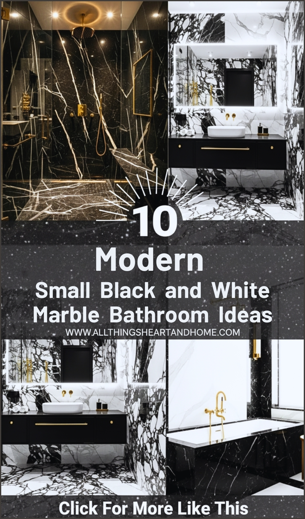 Modern Small Black and White Marble Bathroom Decor Ideas
