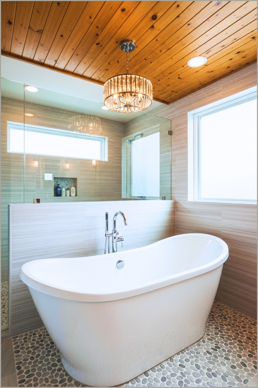 Modern Spa Bathroom Featuring A Sleek Freestanding White