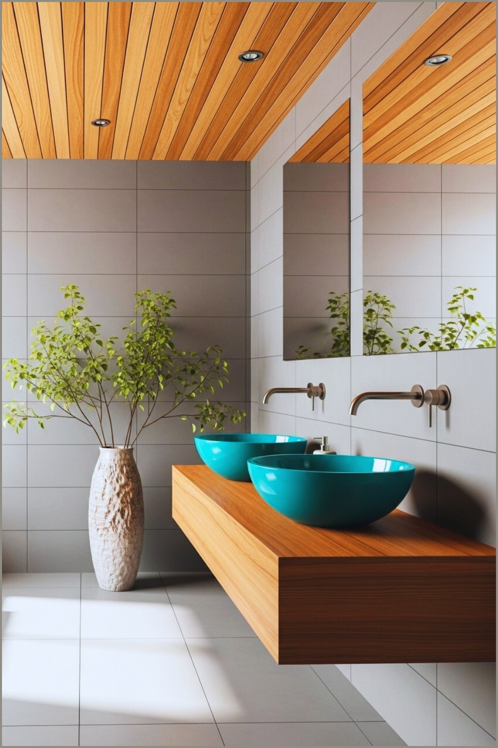 Modern Spa Style Bathroom With Sleek Grey Wall Tiles