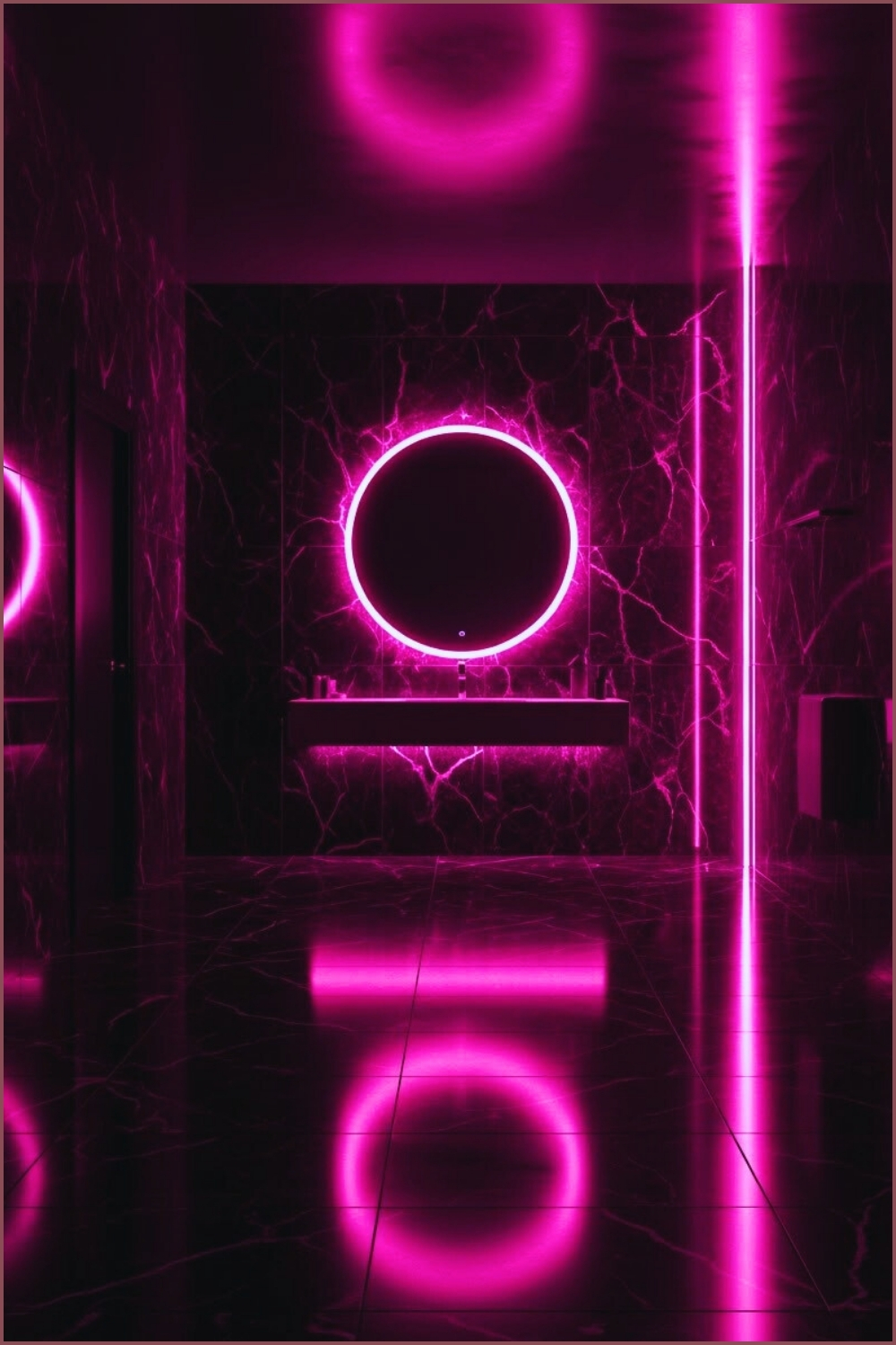 Neon Pink Futuristic Bathroom Glowing With Led Lighting