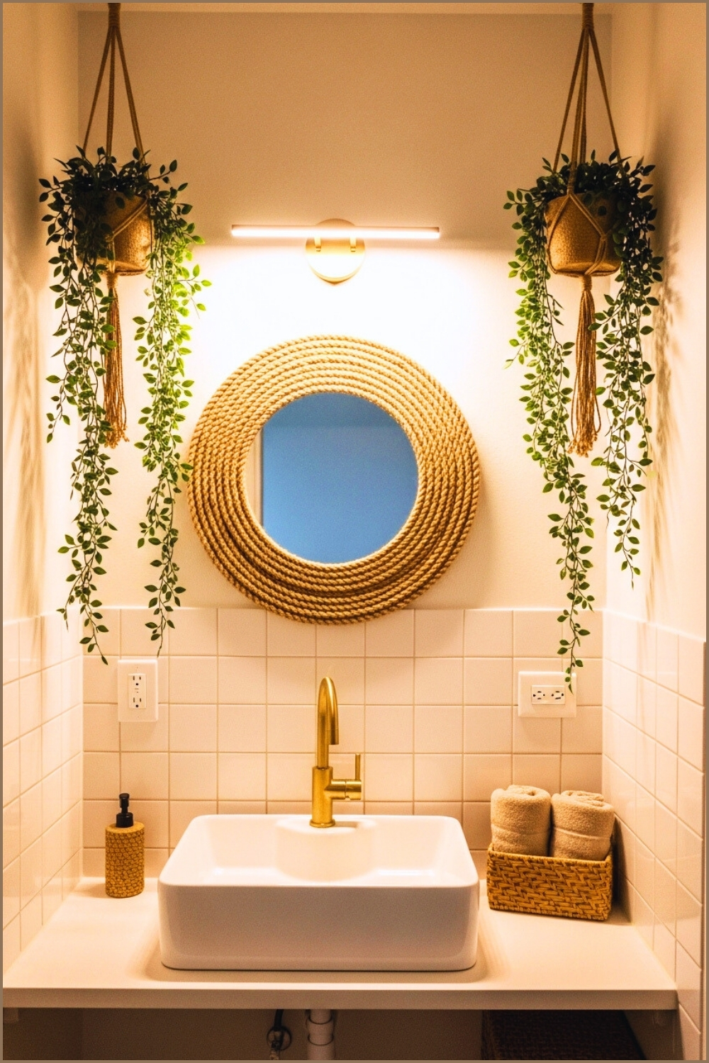 Neutral Minimalist Bathroom With Natural Boho Decor